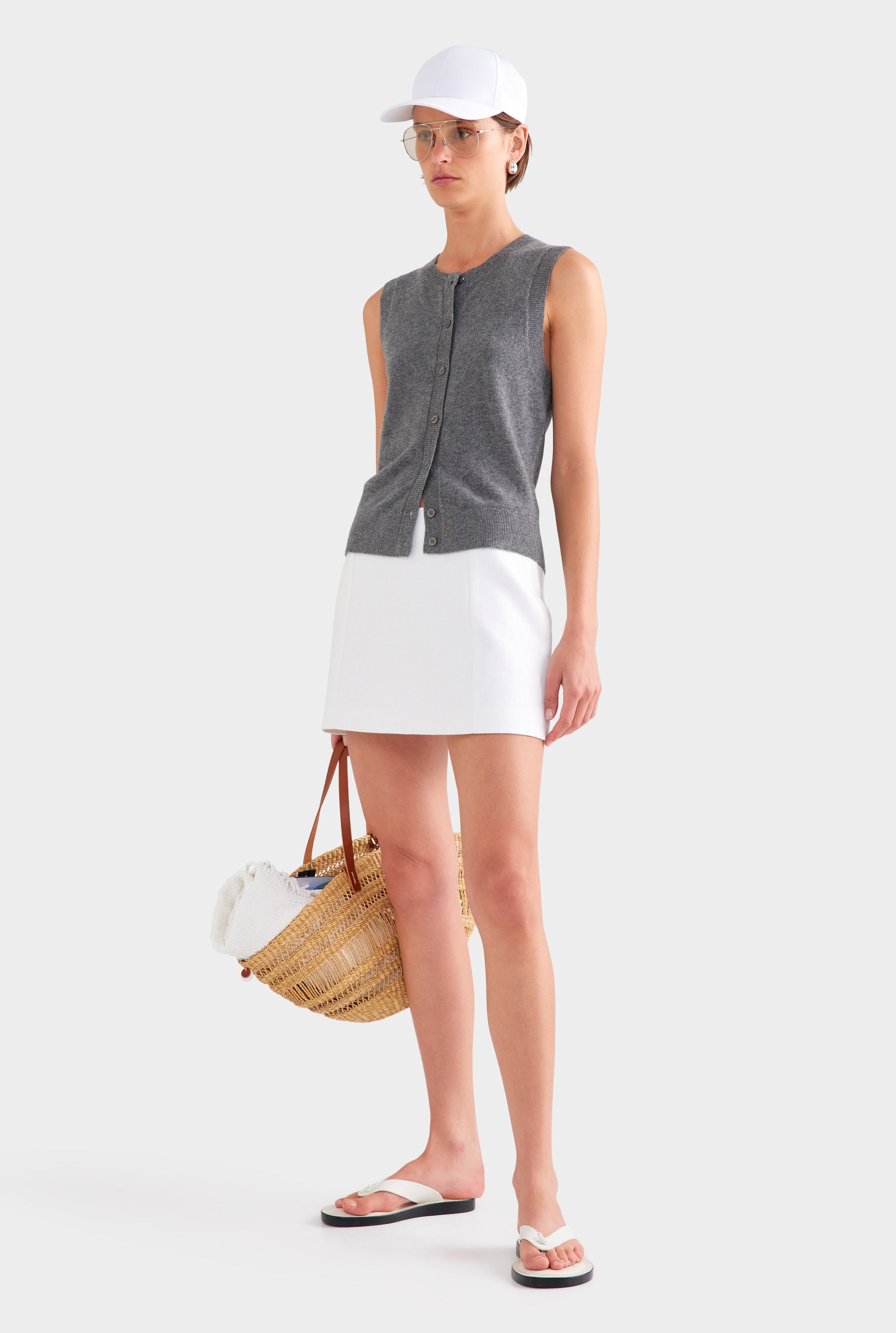 Linen Mini Skirt - White