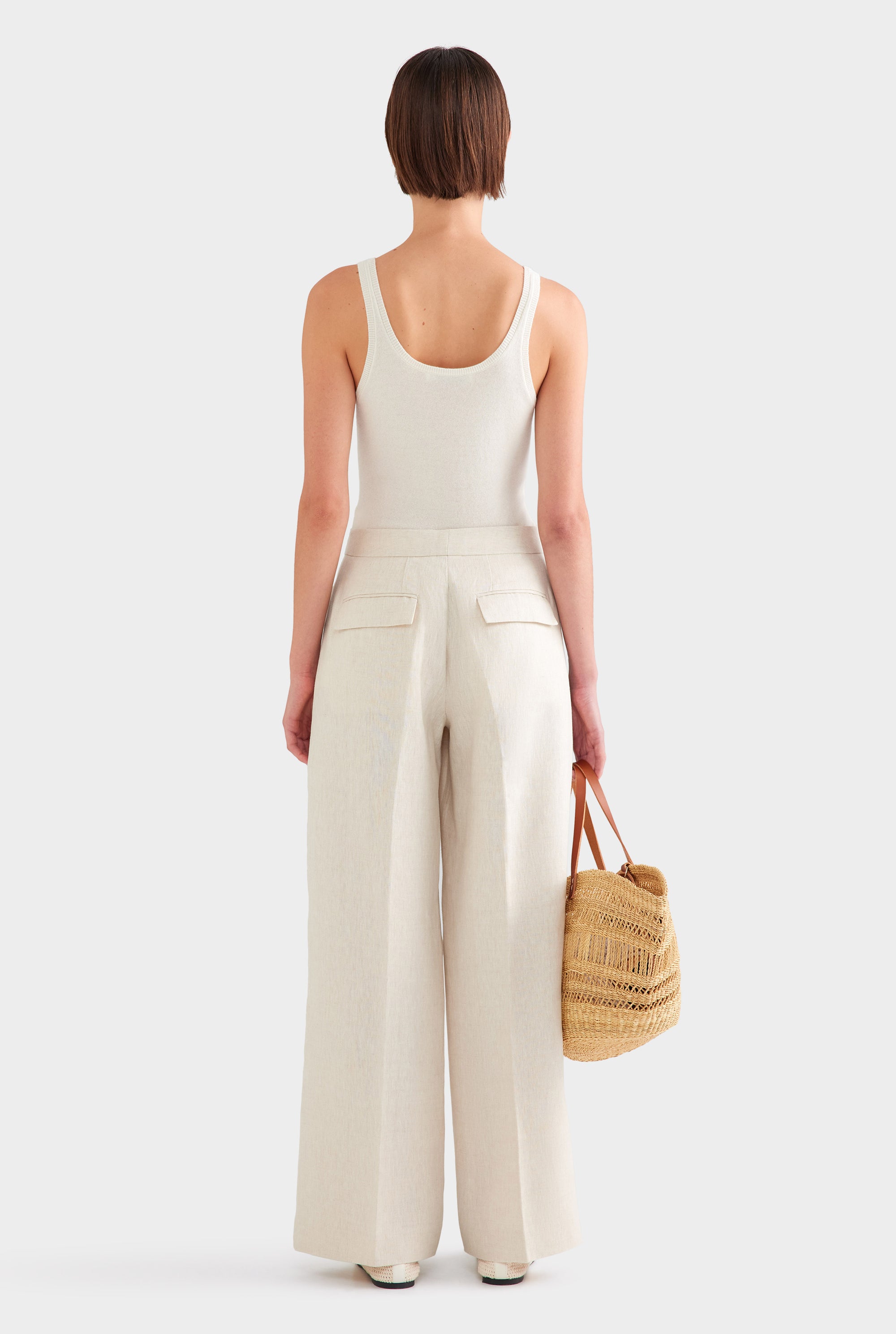 Panelled Linen Pant - Sand