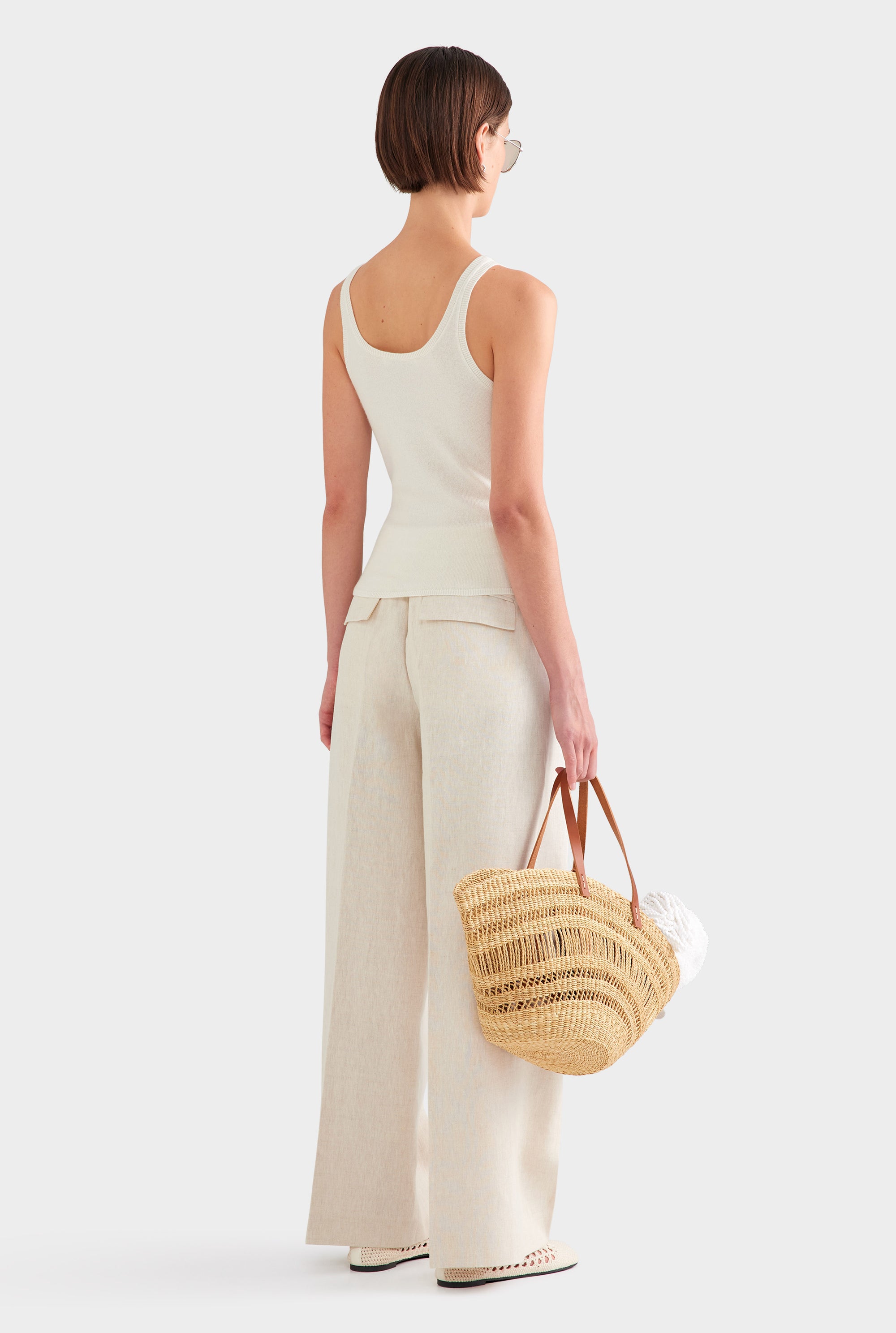 Panelled Linen Pant - Sand