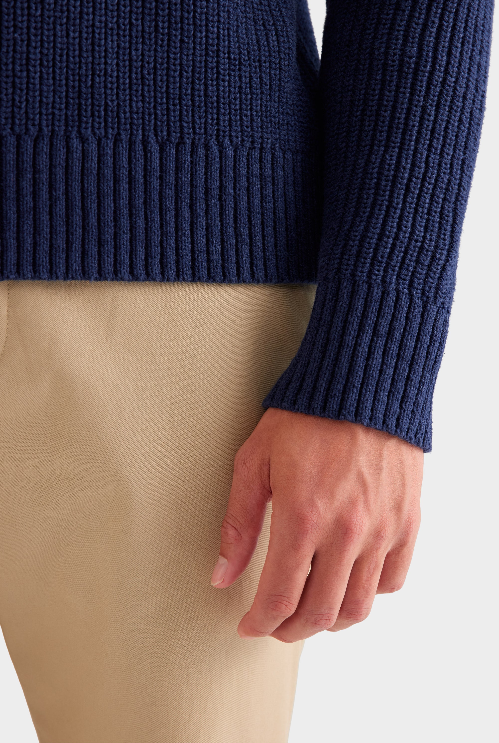 Relaxed Cotton Knit Sweater - Navy
