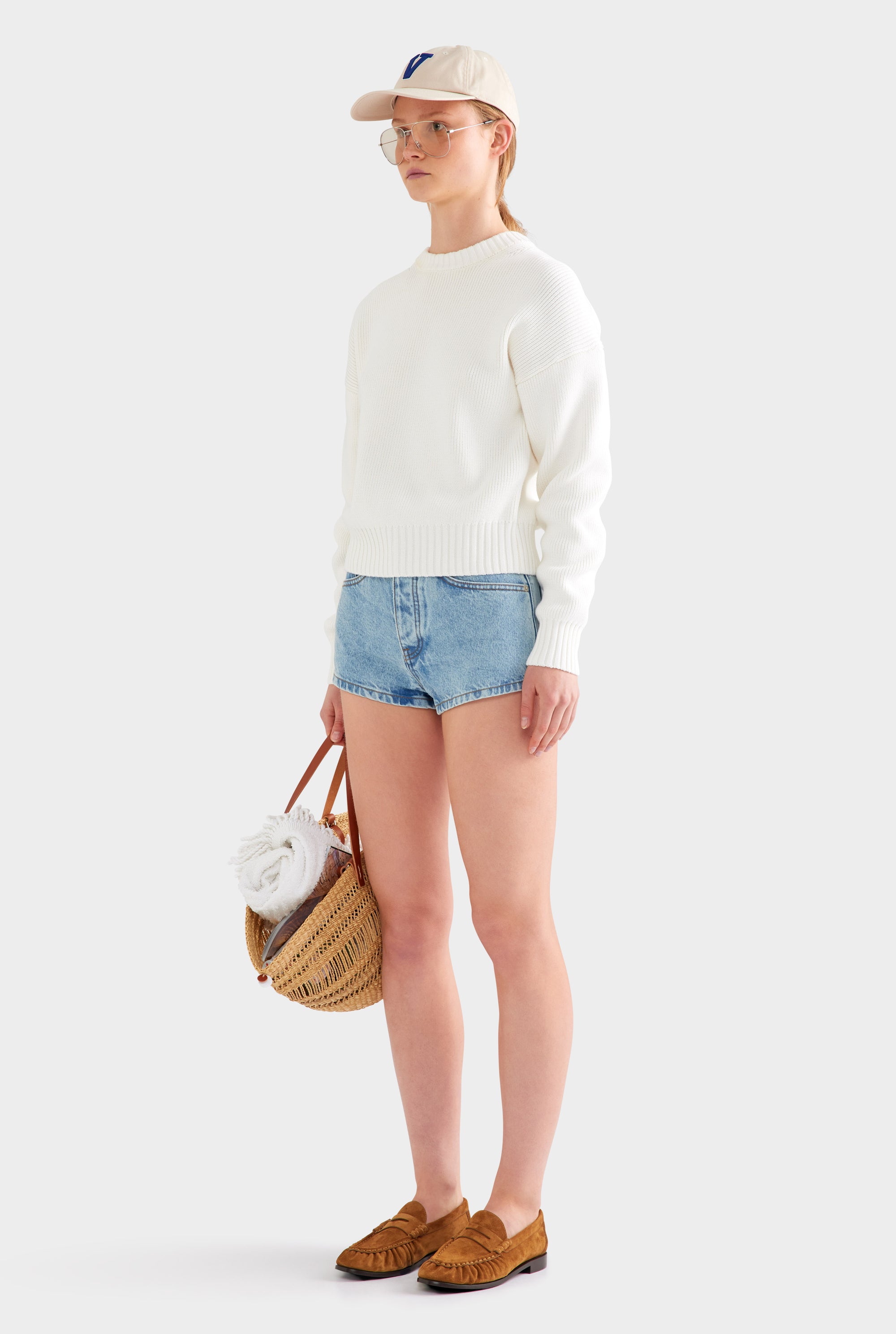 Cotton Knit Sweater - White