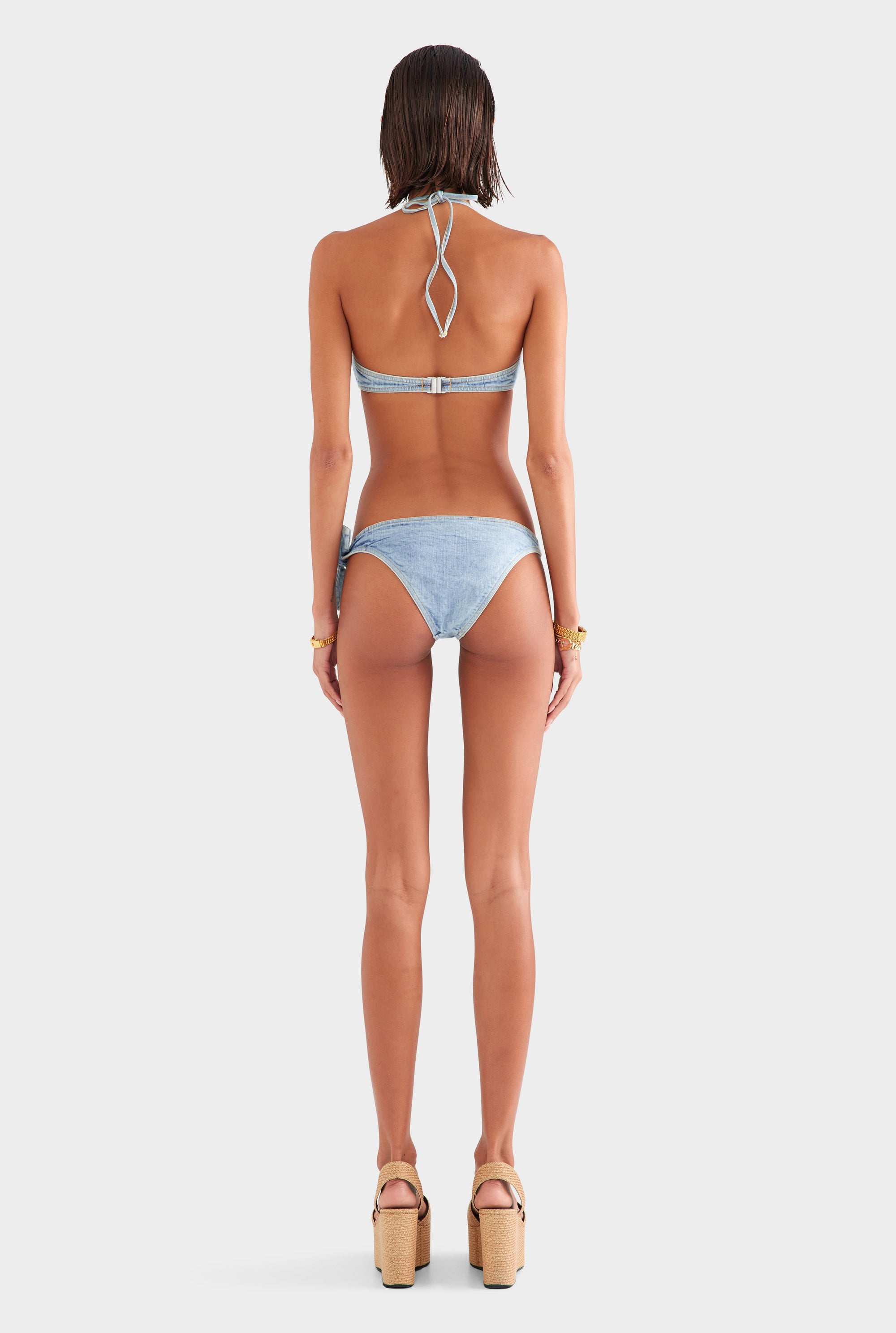 Denim Side Tie Bikini Brief - Washed Denim