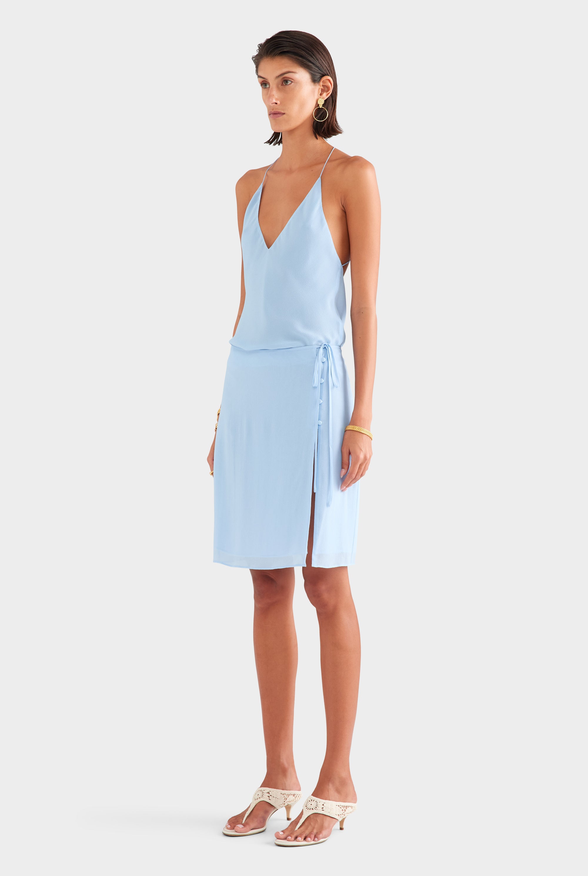 Layered Silk Skirt - Powder Blue