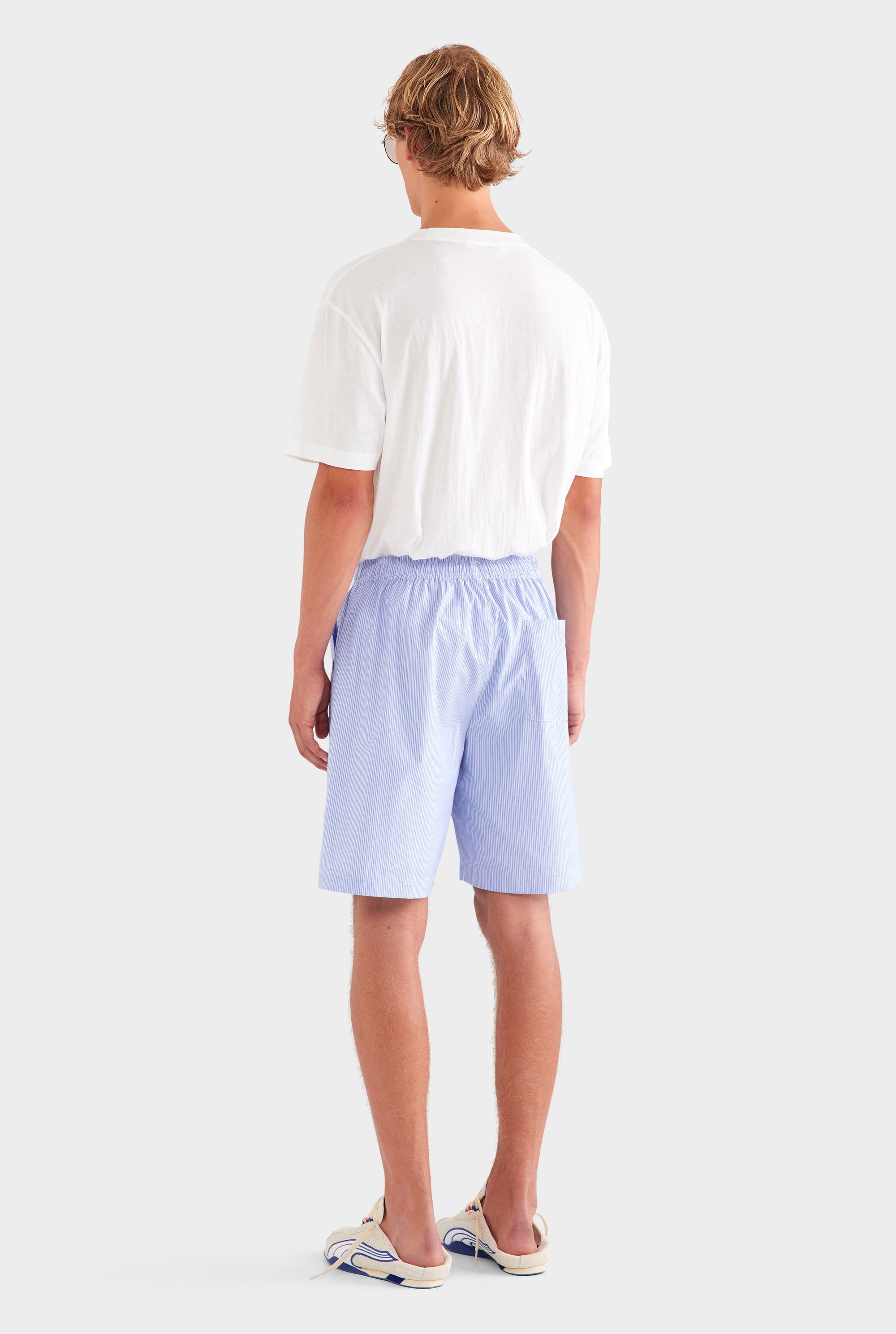 Longline Stripe Boxer Short - Blue Stripe/Multi Patch