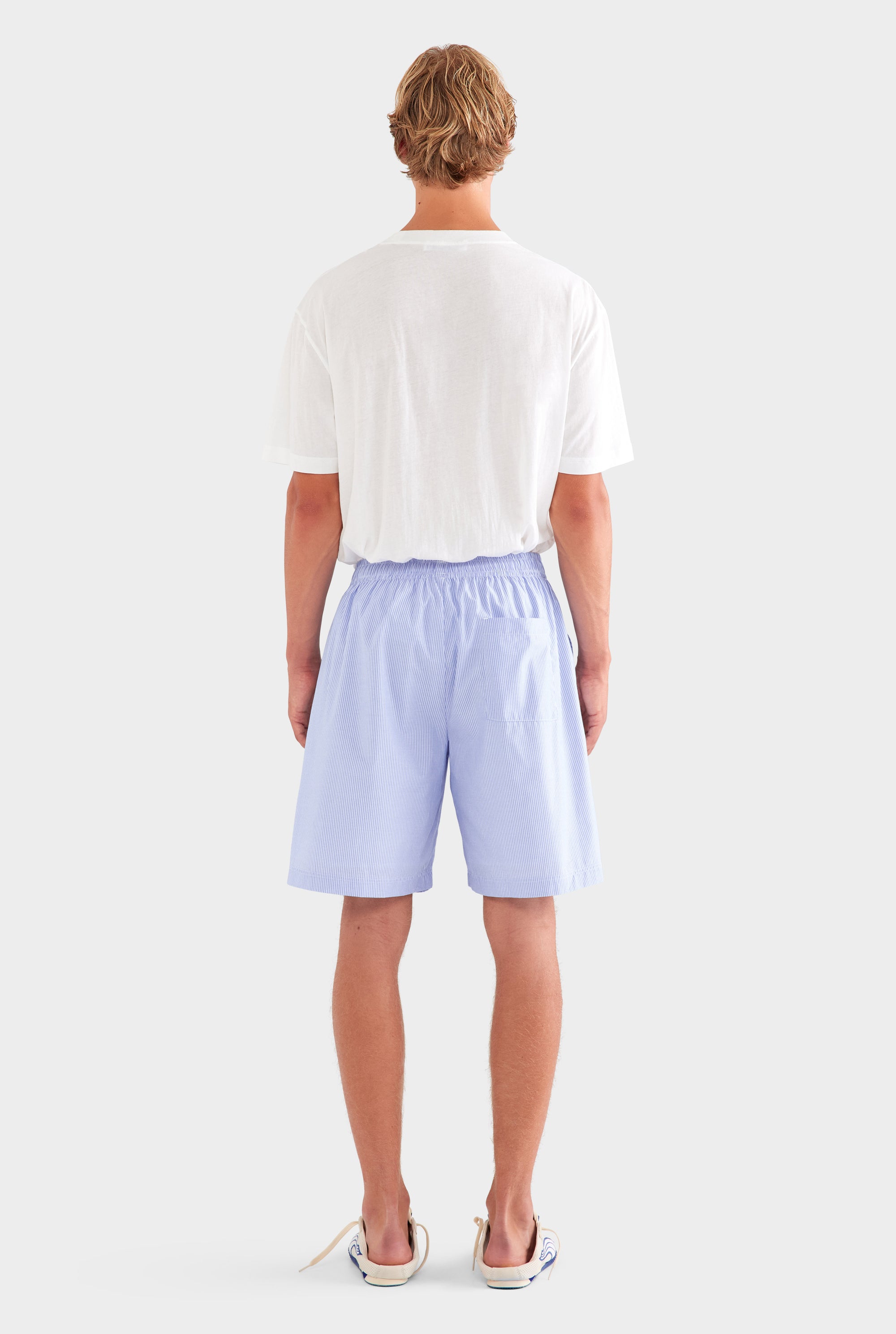 Longline Stripe Boxer Short - Blue Stripe/Multi Patch