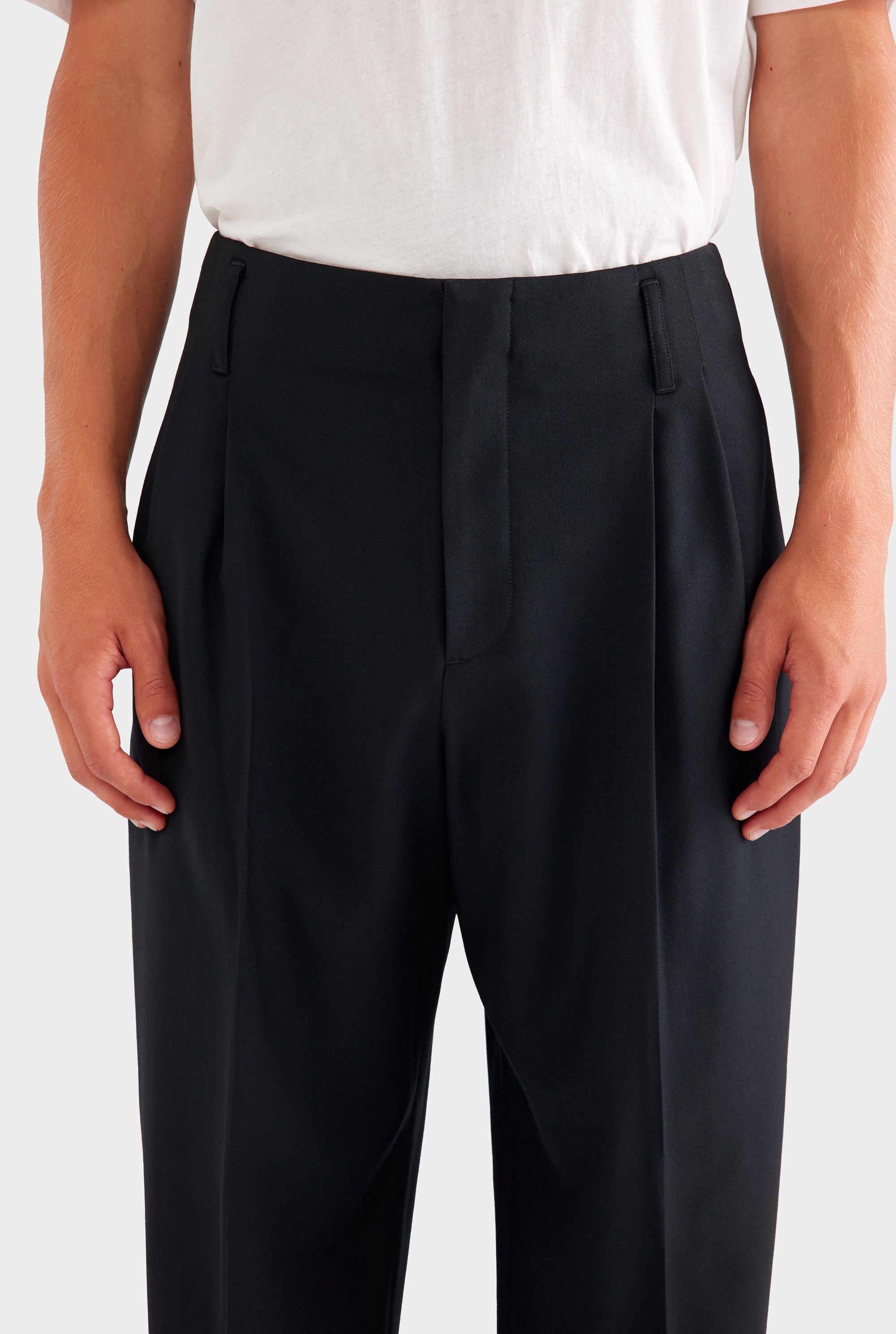 Tailored Wool Suit Trouser - Black