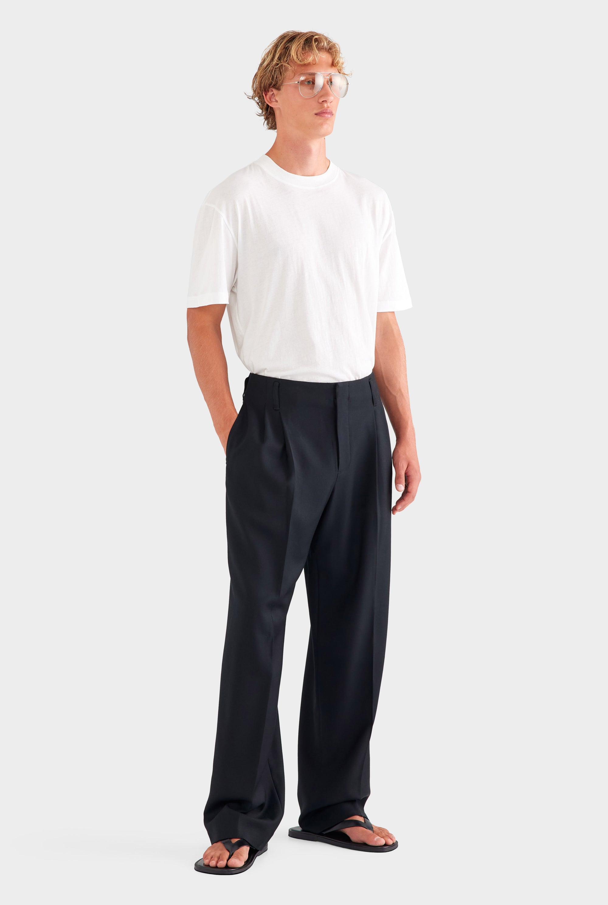 Tailored Wool Suit Trouser - Black