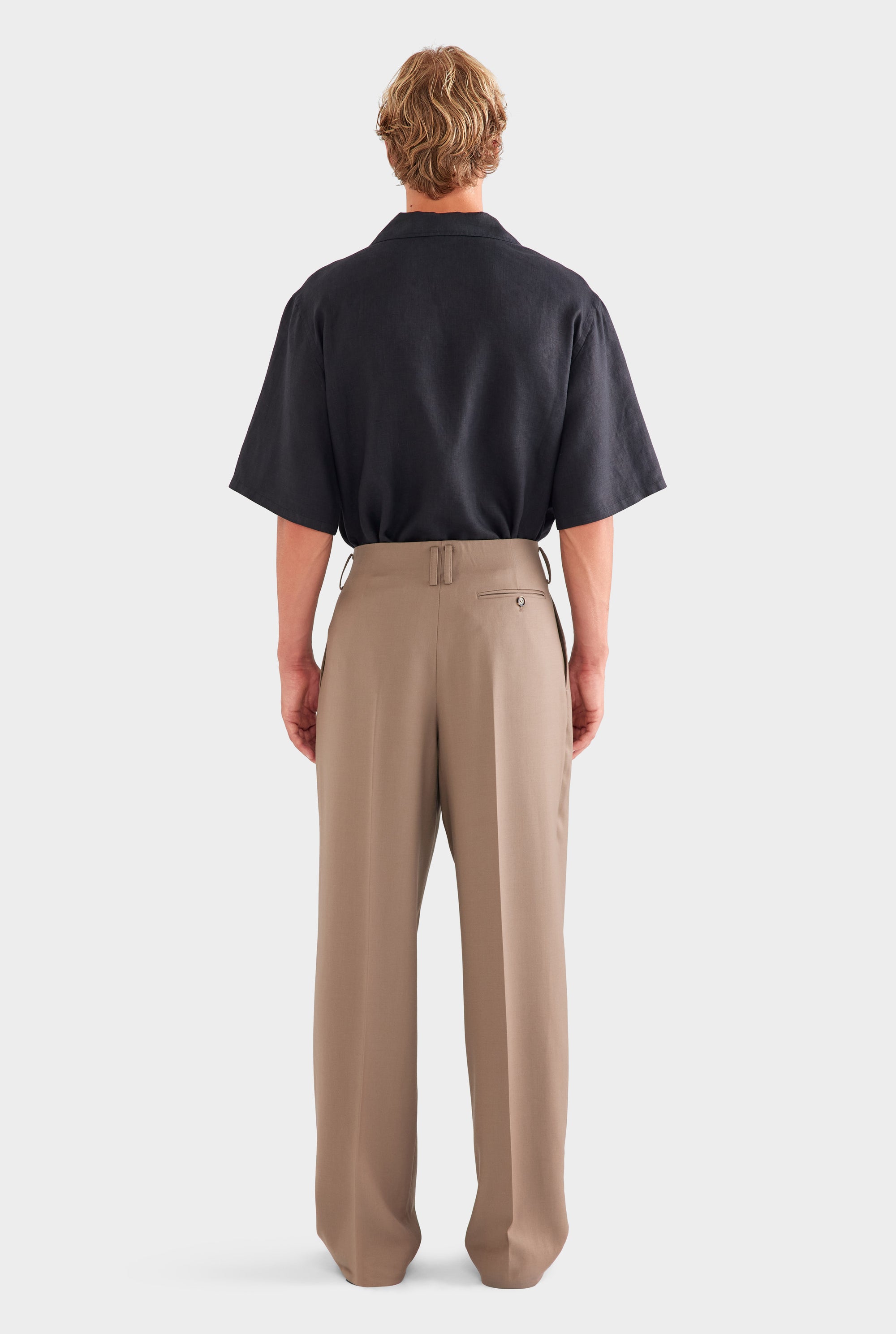 Tailored Wool Suit Trouser - Taupe Brown