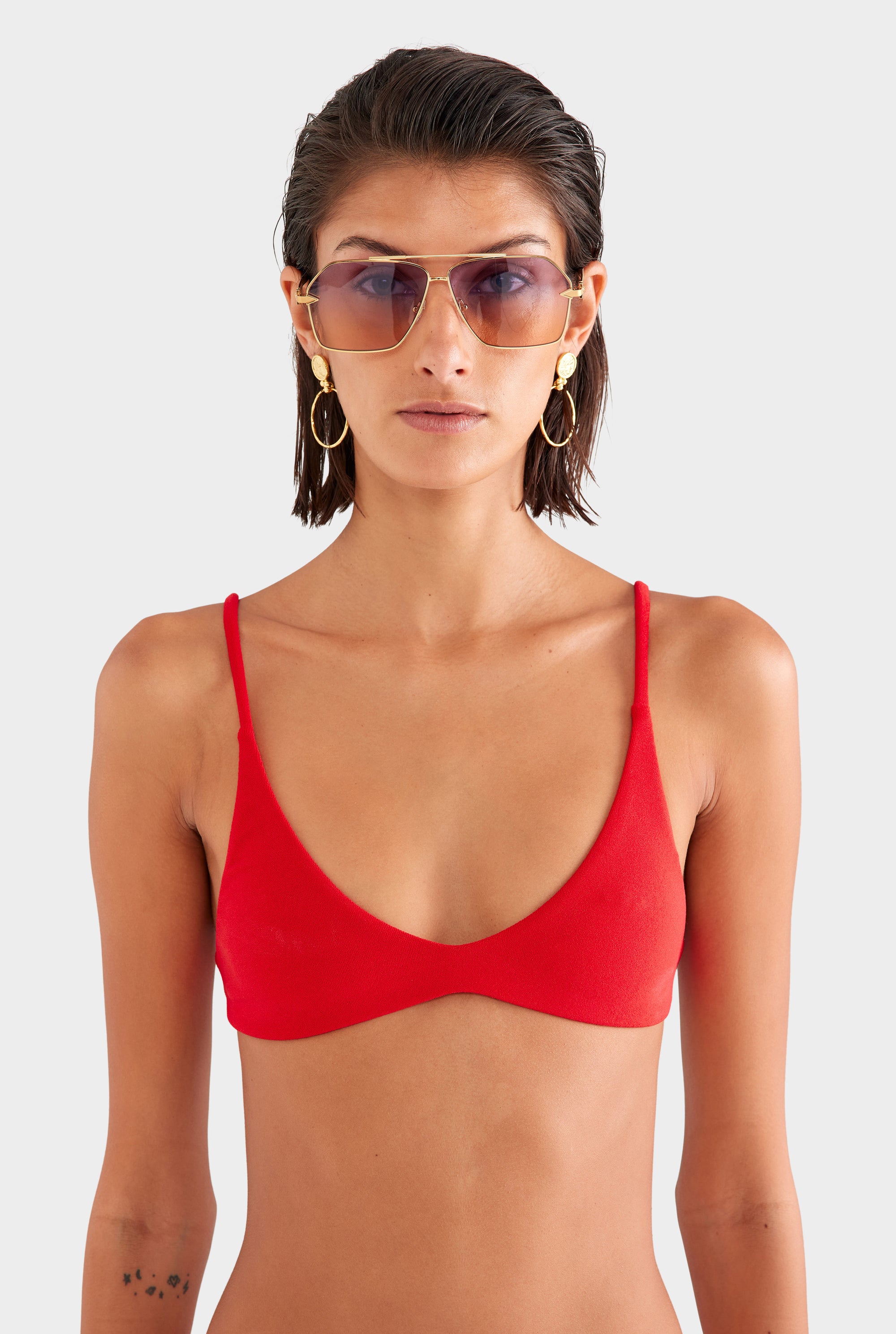 Terry Scoop Bikini - Red