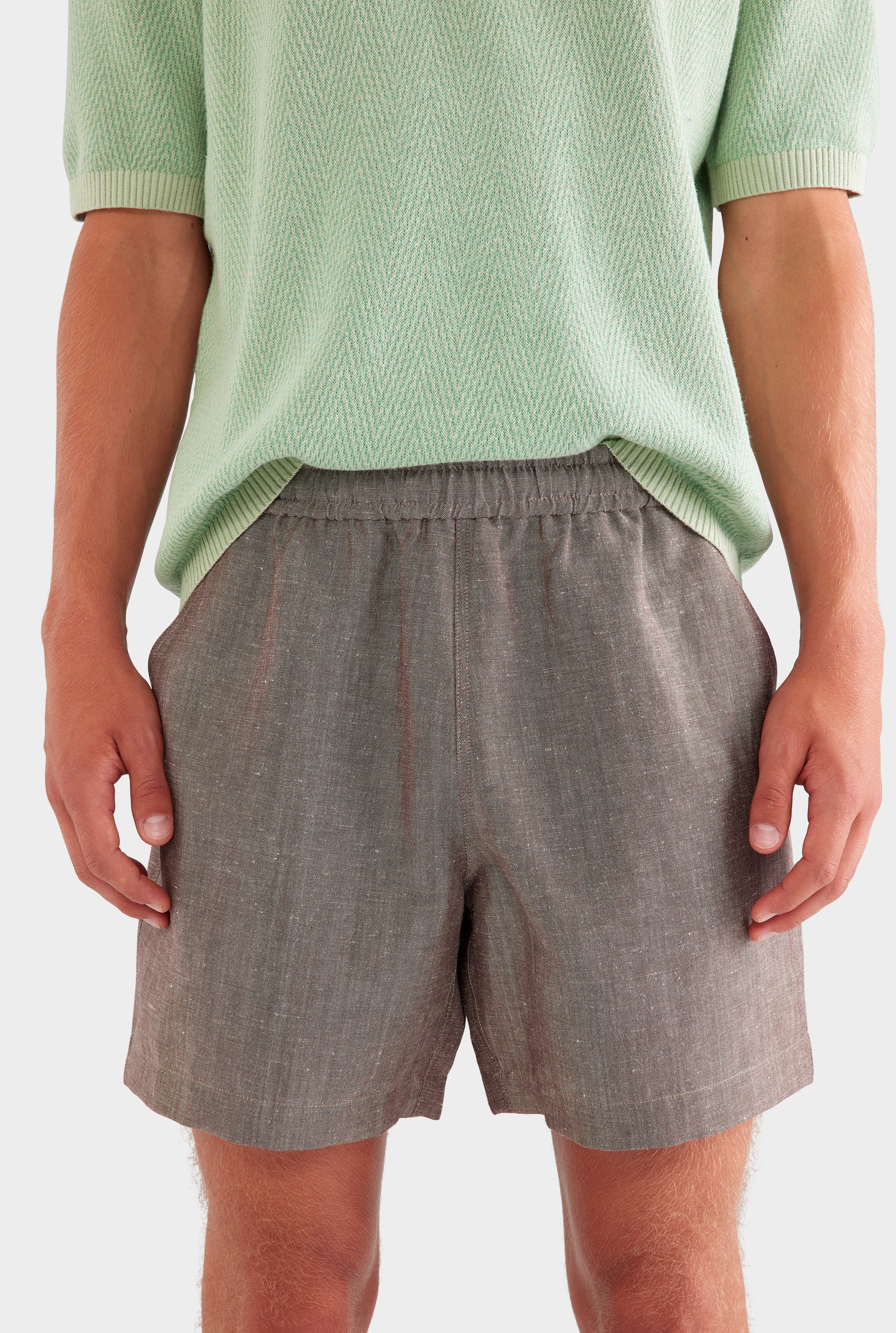 Wool Linen Lounge Short - Brown