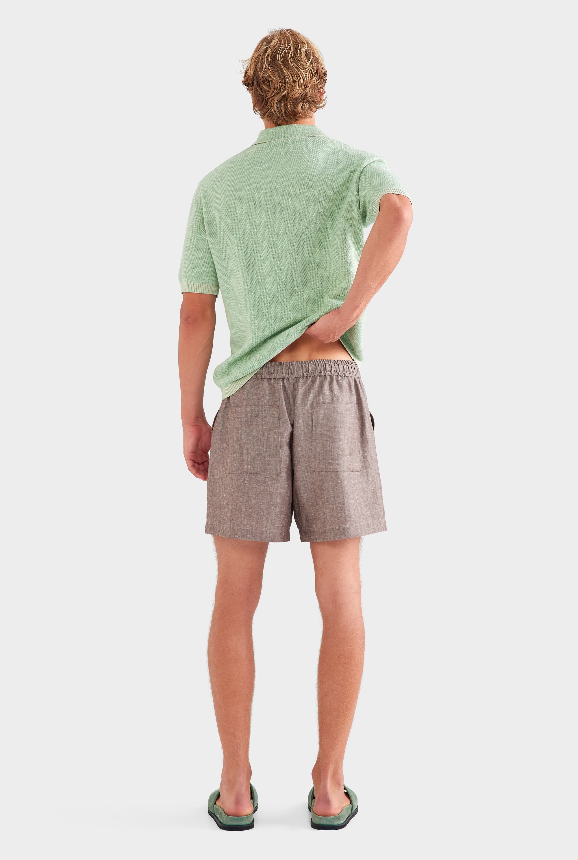 Wool Linen Lounge Short - Brown