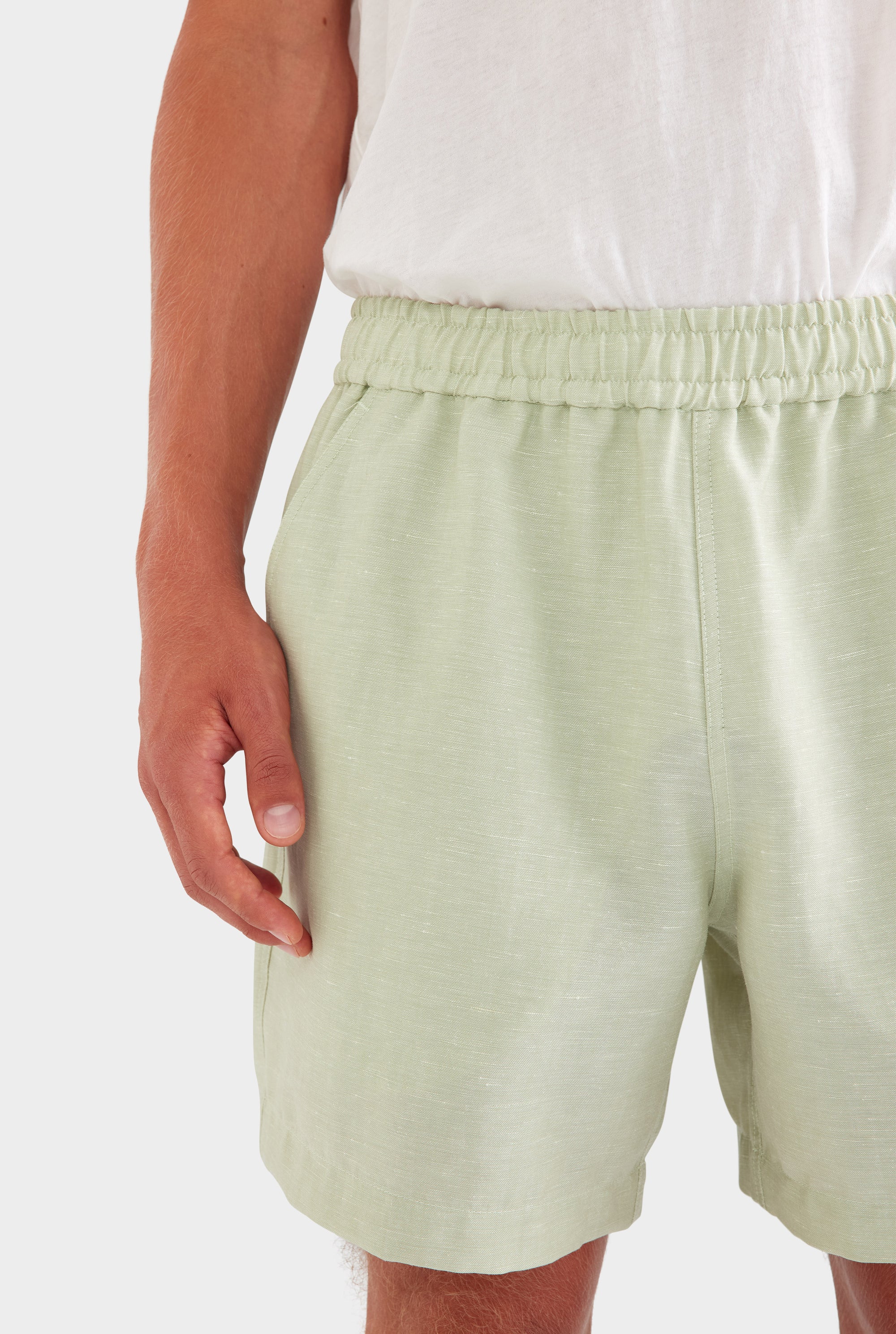 Wool Linen Lounge Short - Pale Pistachio