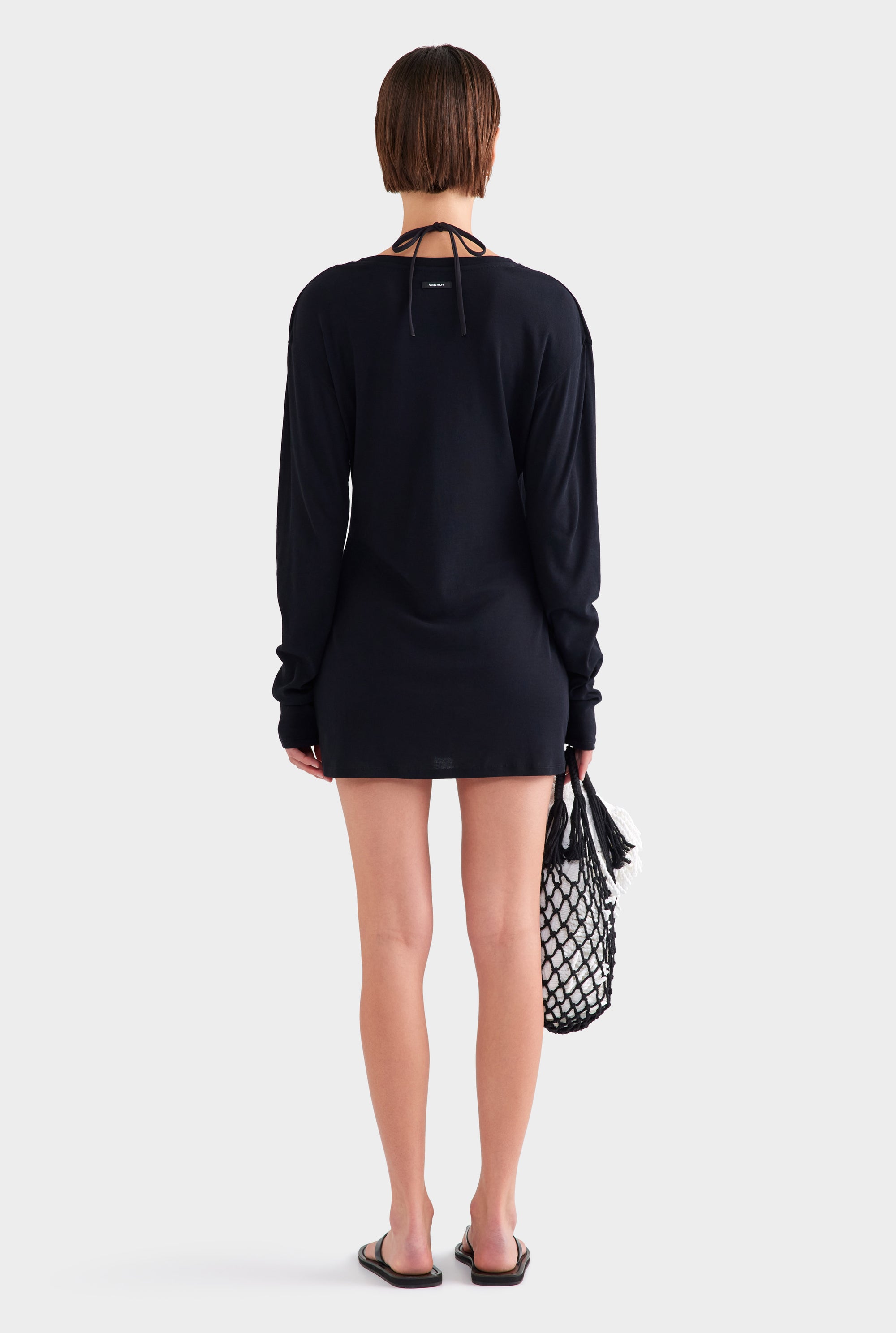 Lightweight Cotton Mini Dress - Black