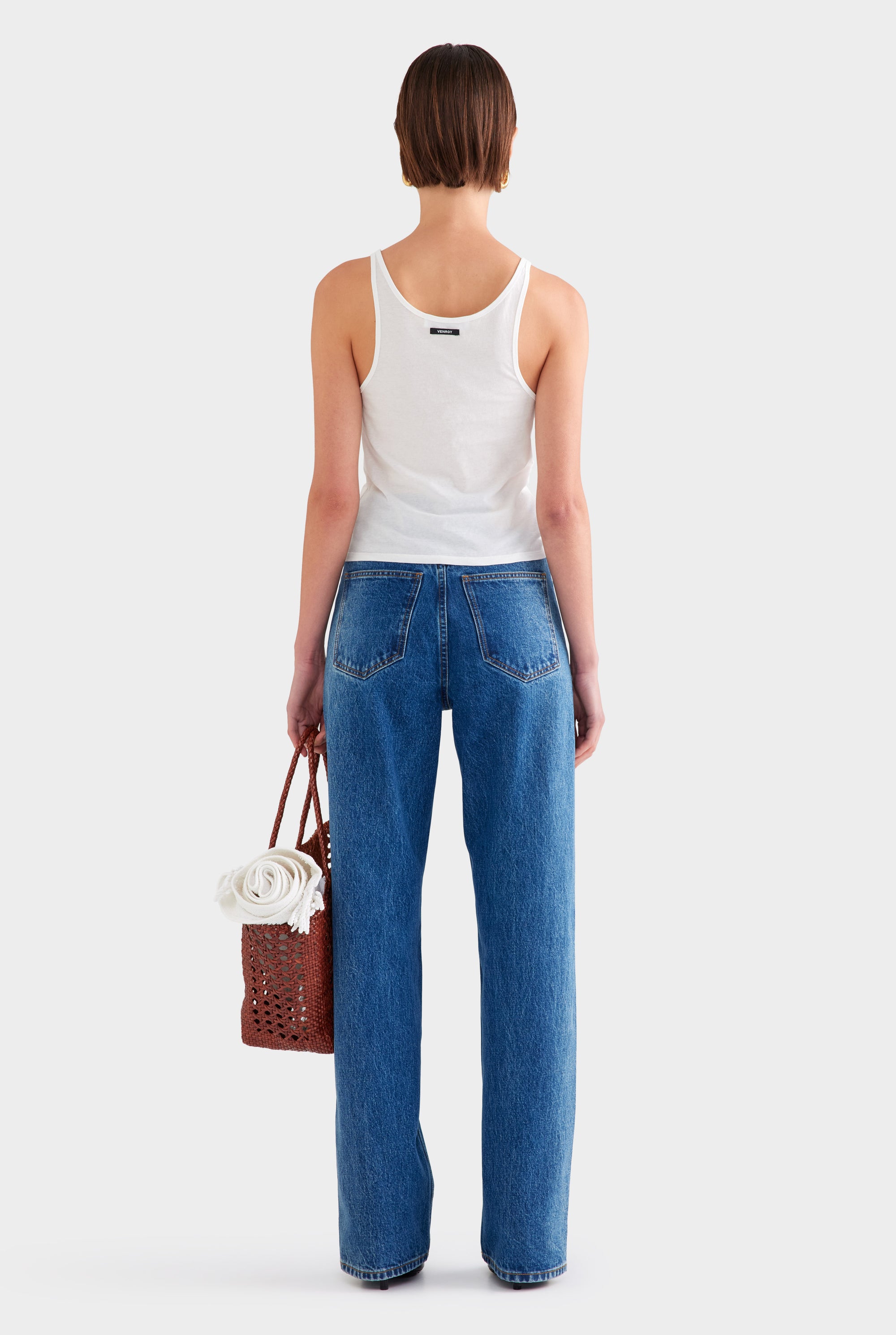 V Front Denim Jean - Mid Indigo