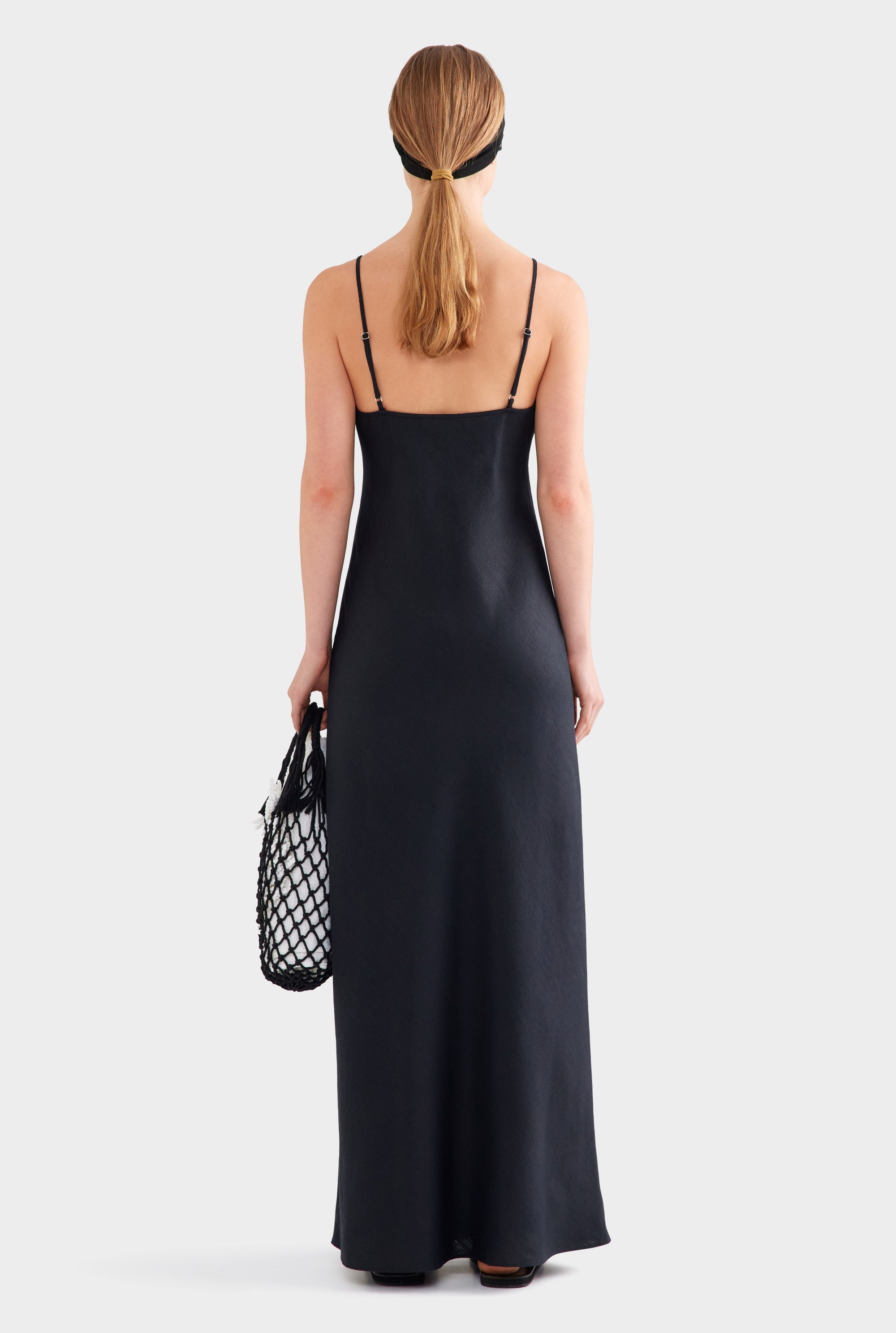 Linen Slip Dress - Black