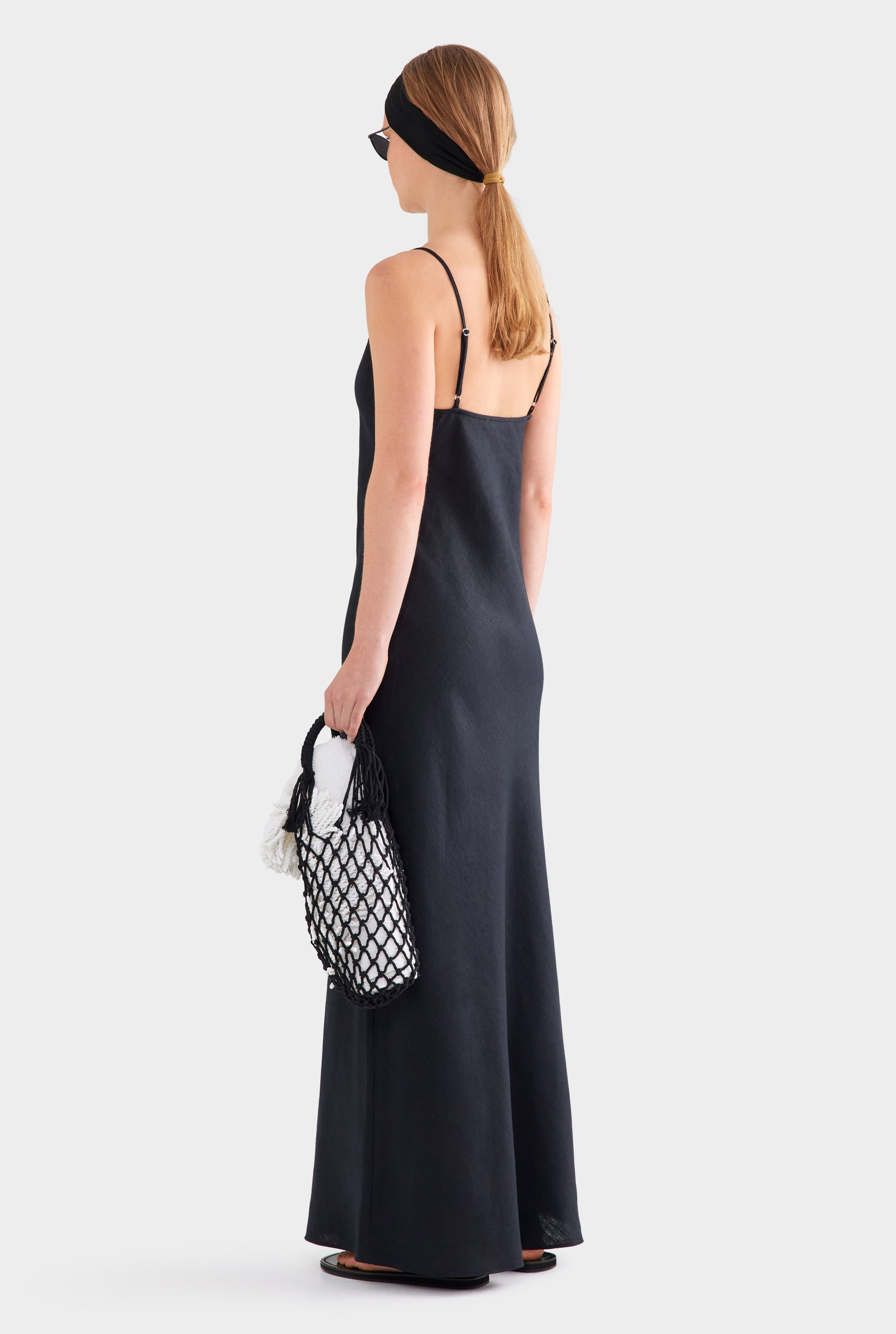 Linen Slip Dress - Black