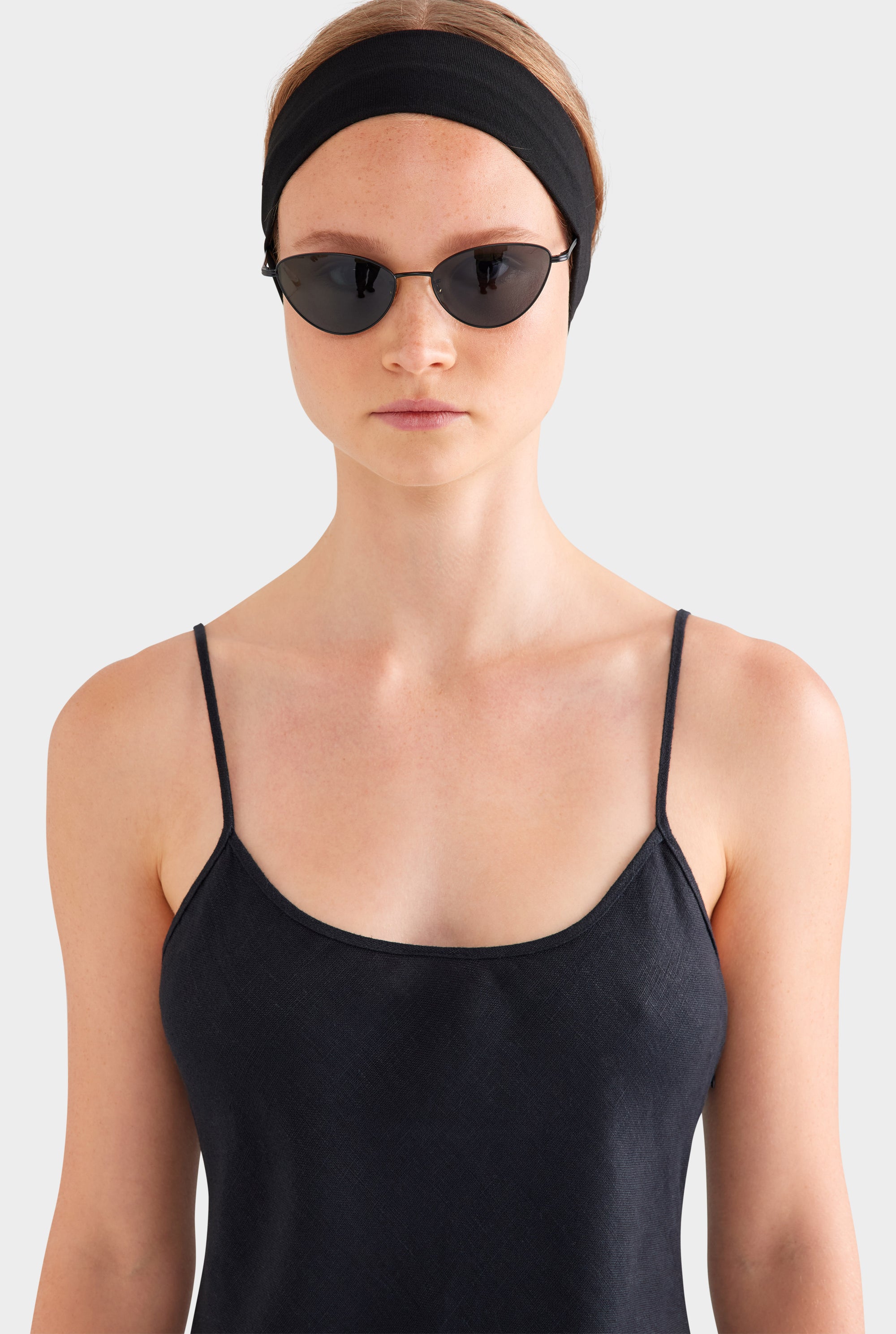 Linen Slip Dress - Black