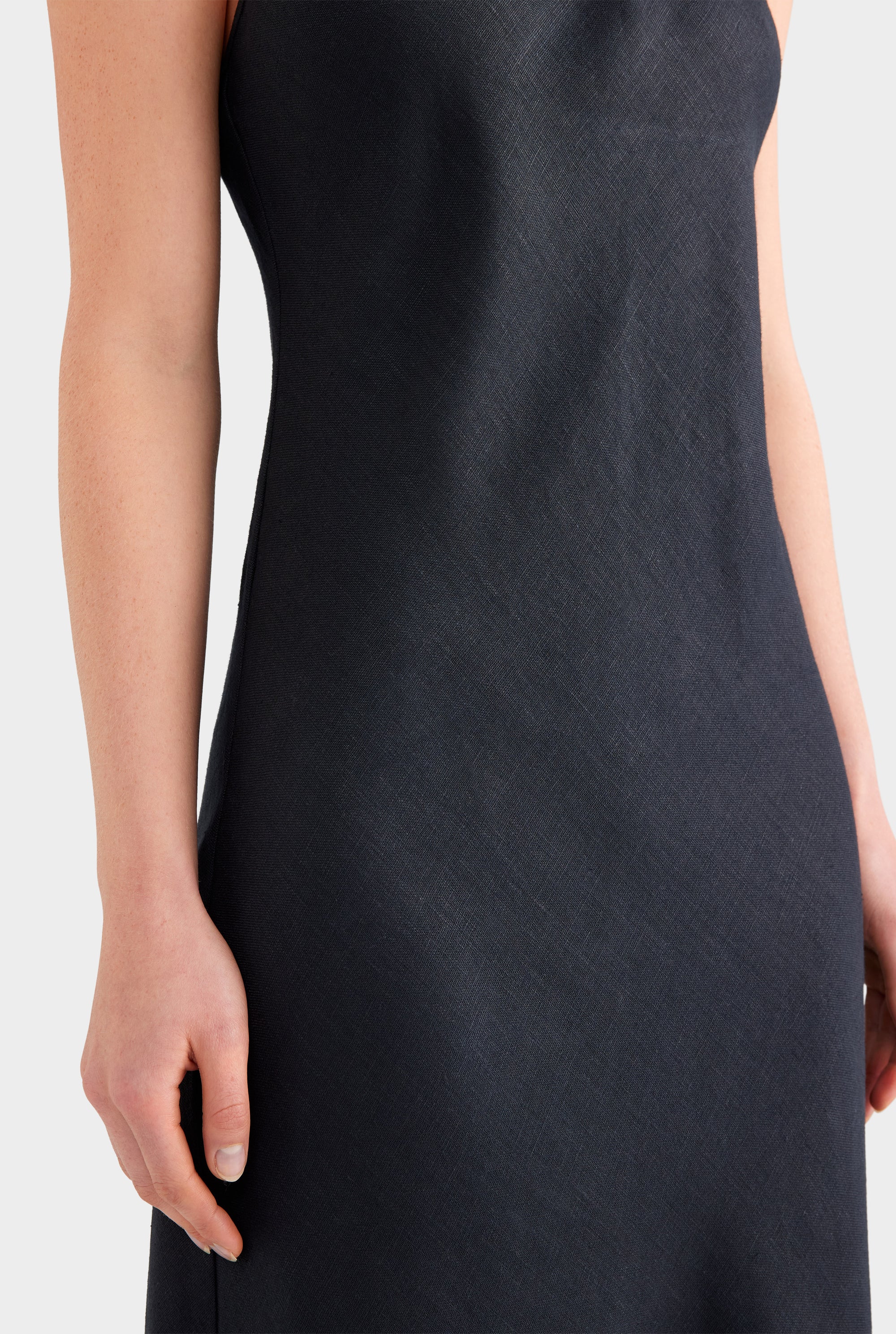 Linen Slip Dress - Black