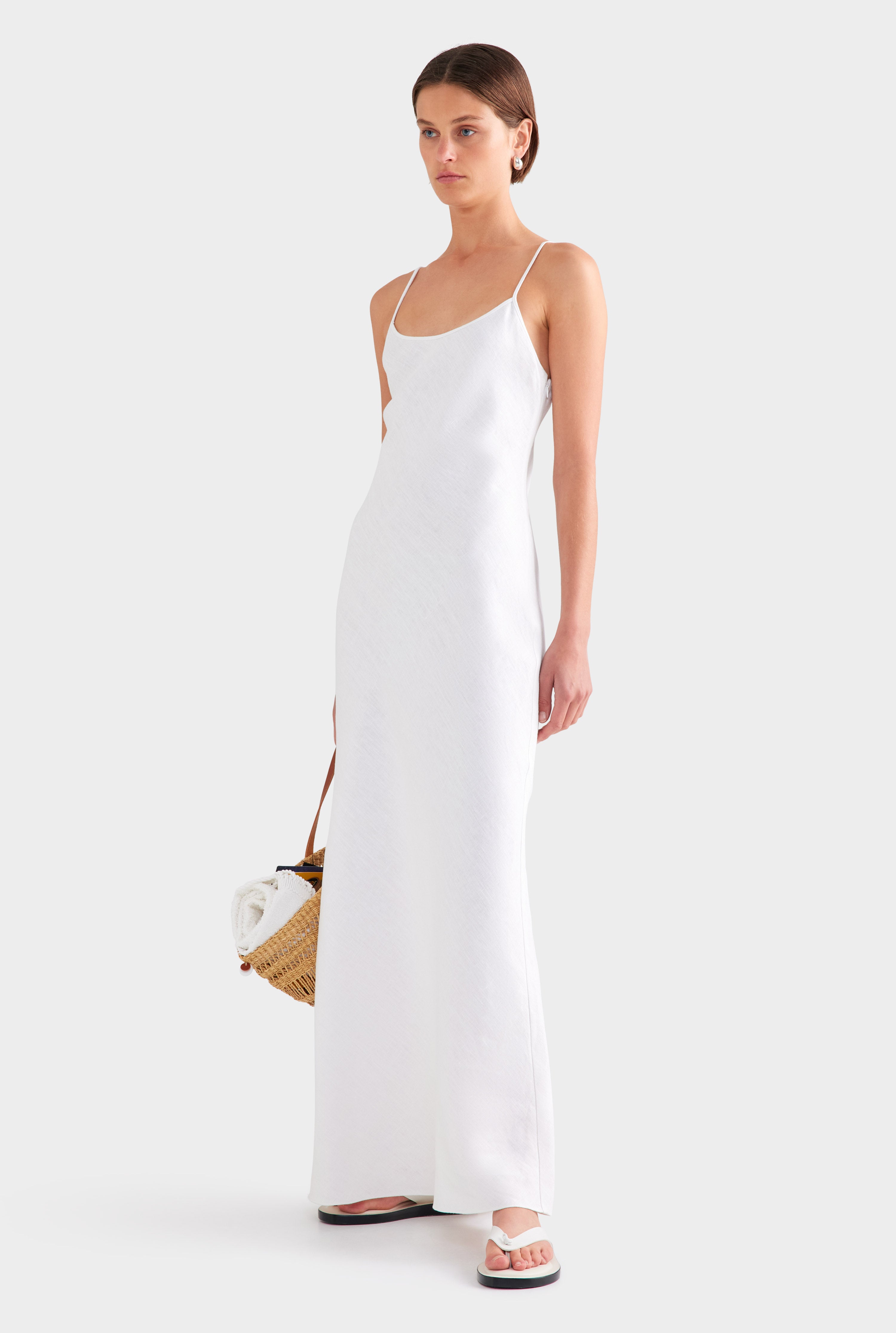 Linen Slip Dress - Off White