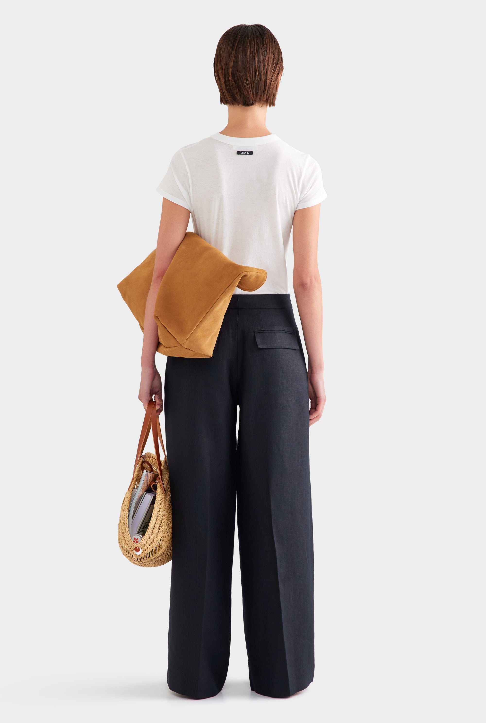Panelled Linen Pant - Black