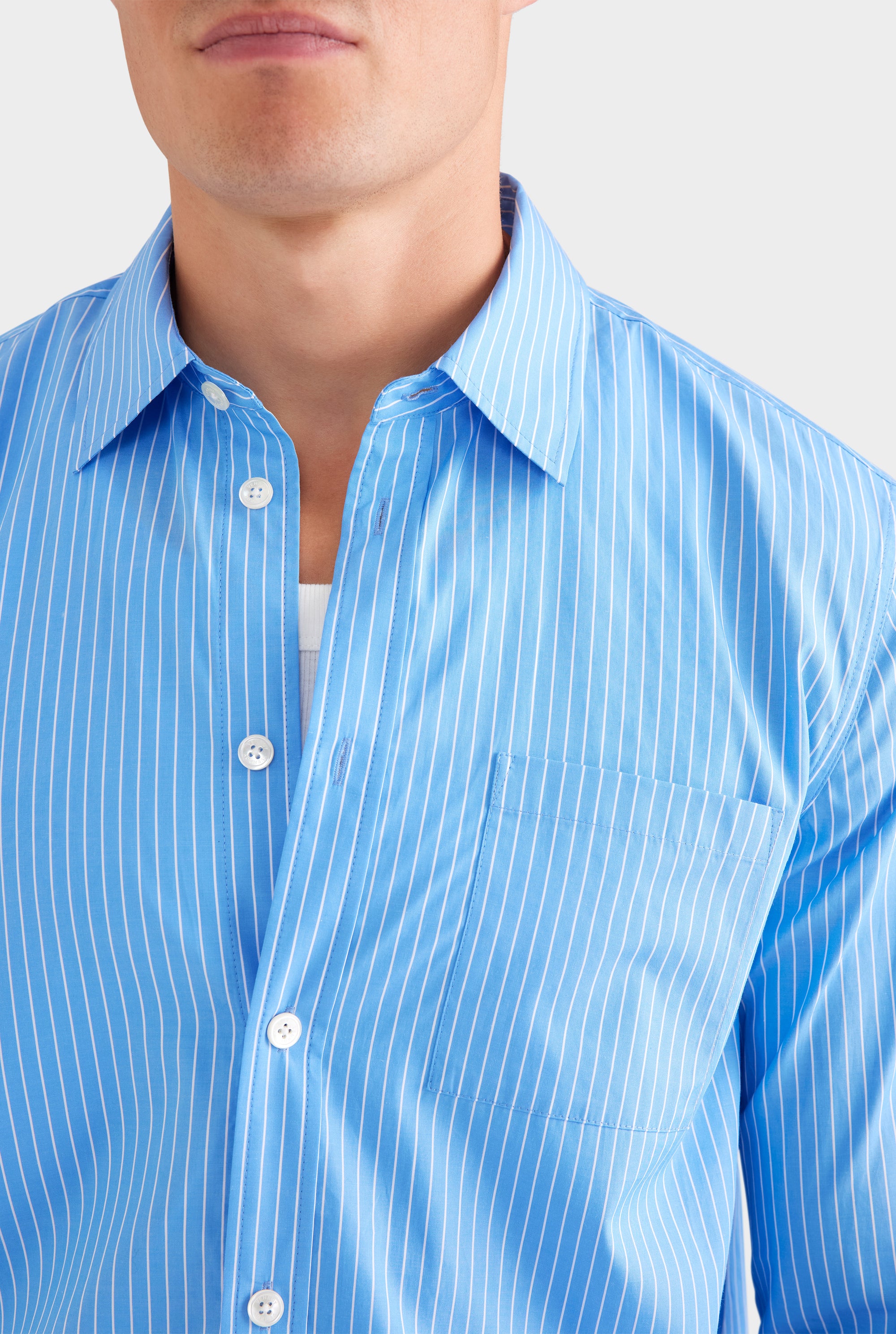 Stripe Cotton Shirt - Blue/White Stripe