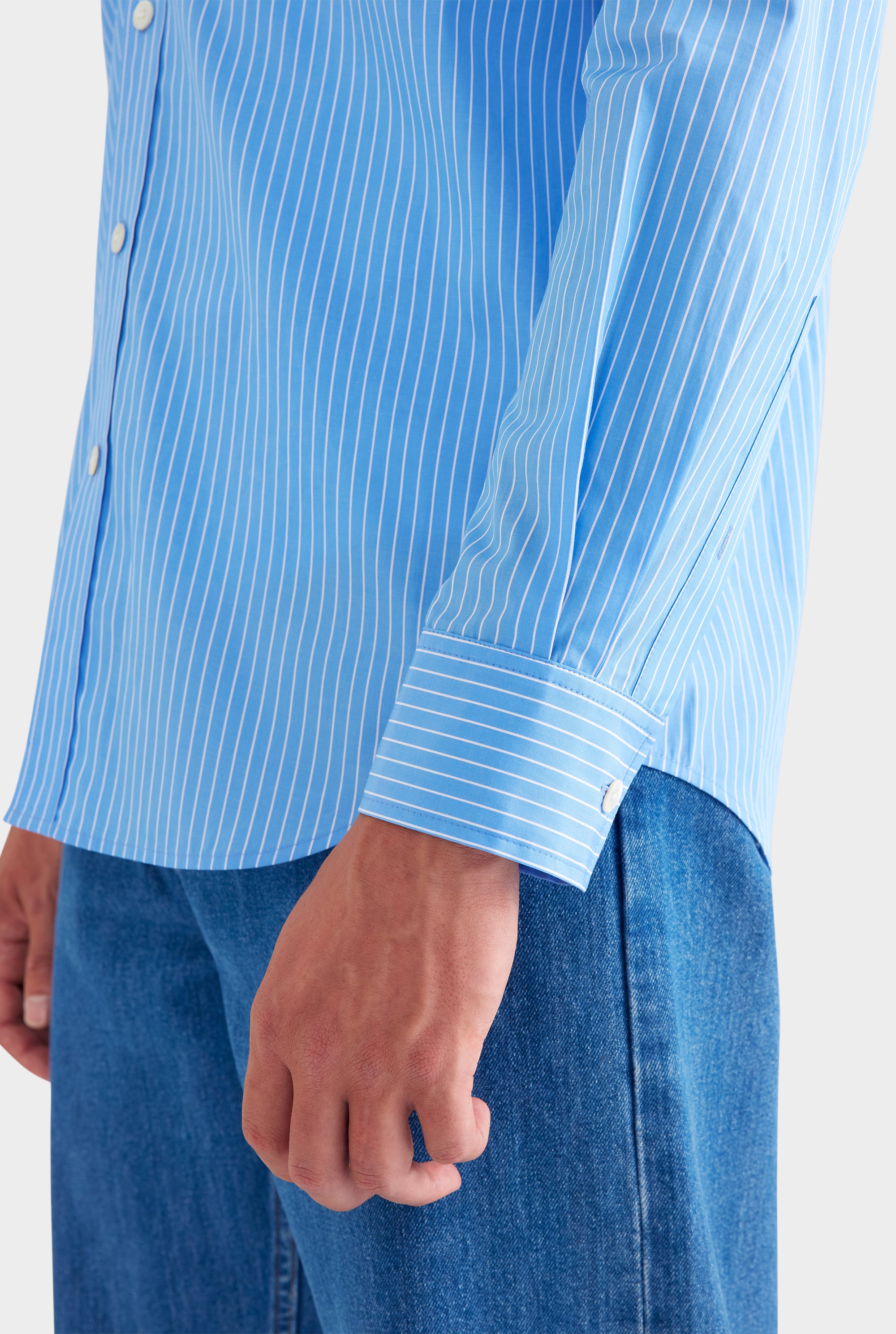 Stripe Cotton Shirt - Blue/White Stripe