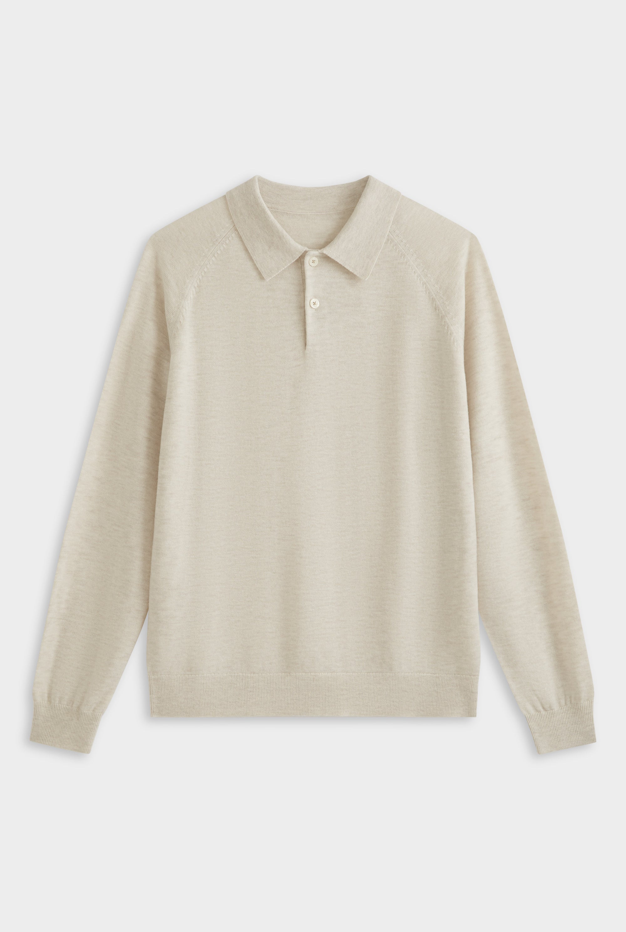 Merino Wool Knit Polo - Sand Marl