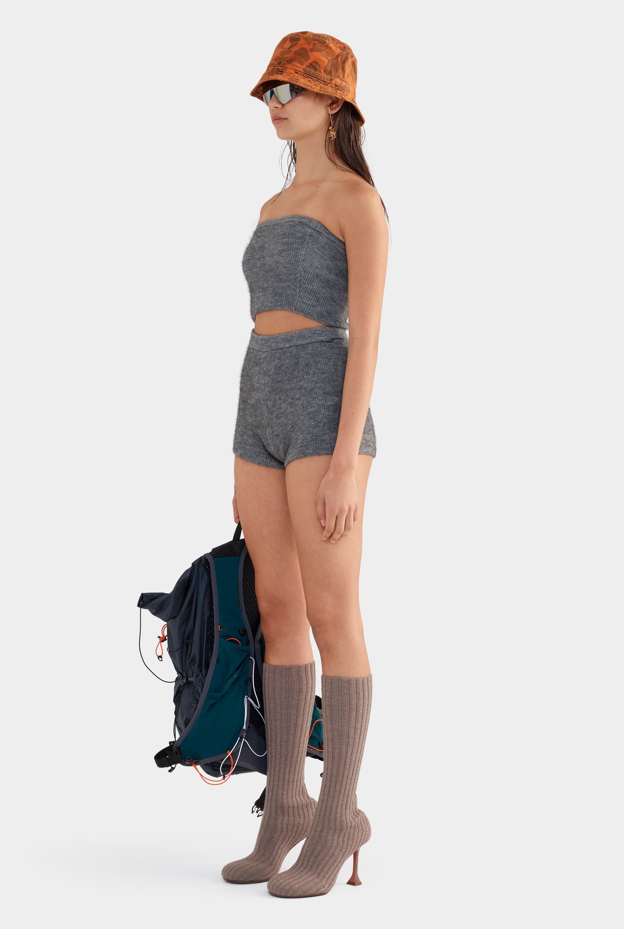 Mohair Wool Knit Shorts - Dark Grey Marl