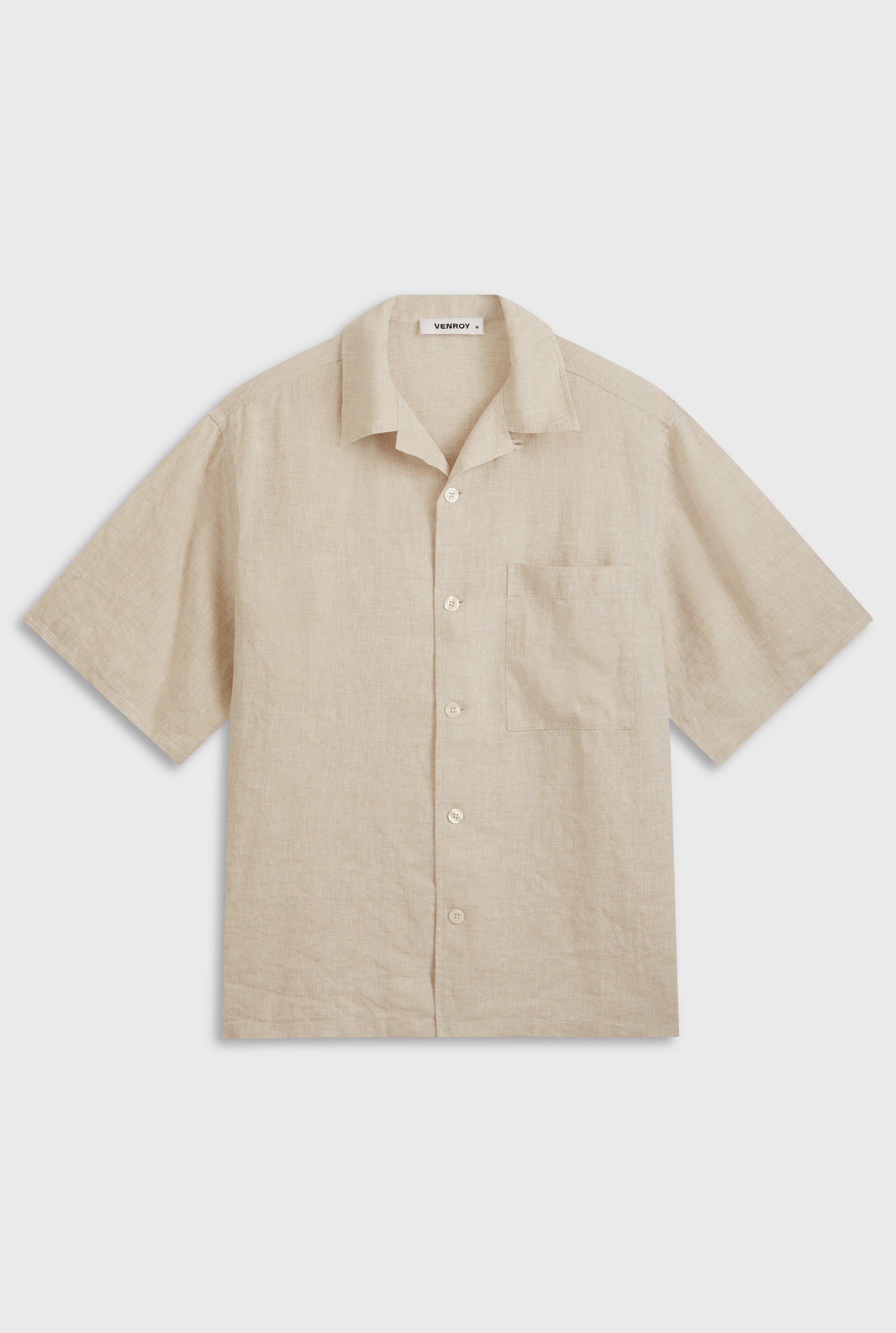 Oversized Linen Short Sleeve Shirt - Sand