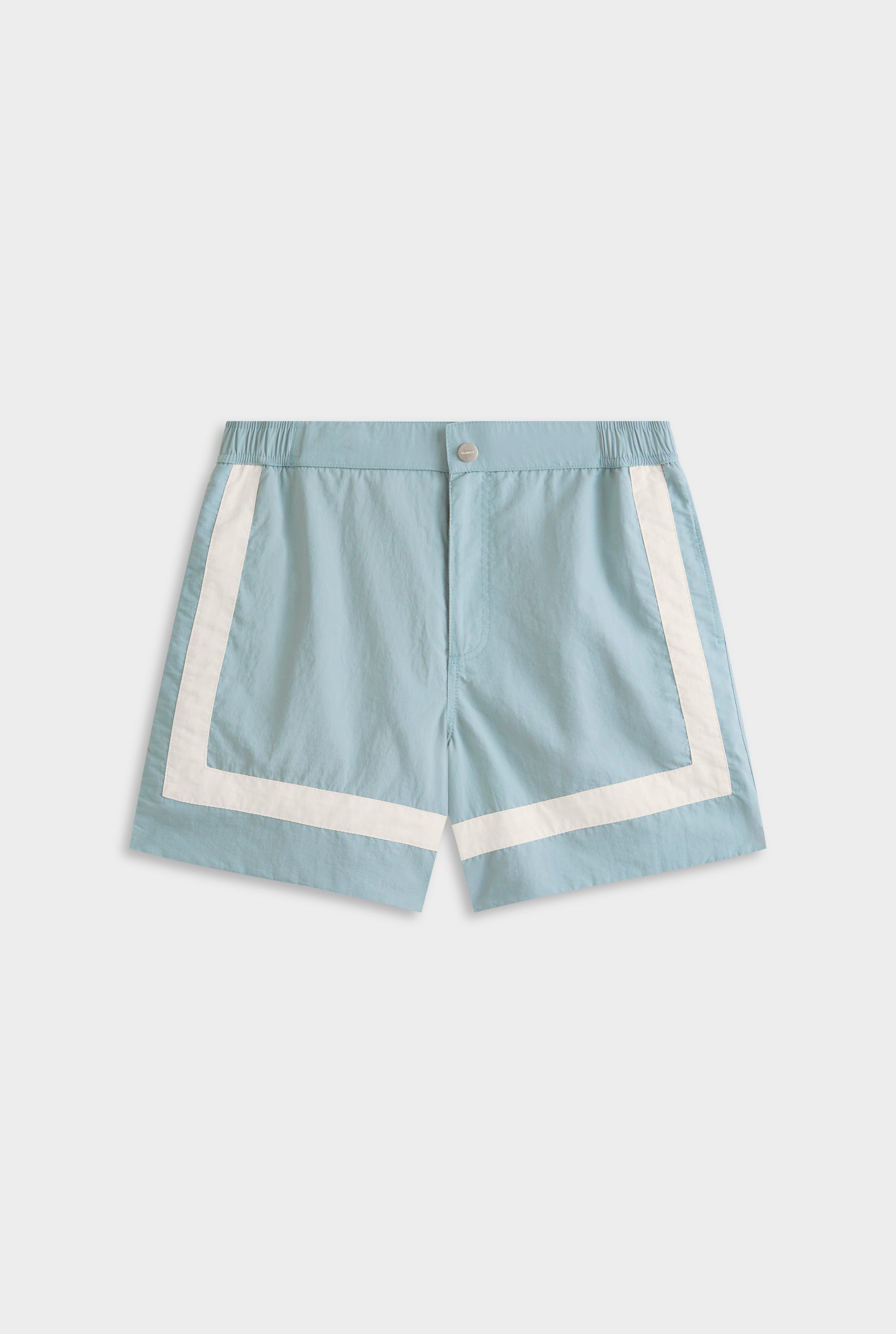 Panelled Snaplock Swim Short - Slate Blue/Cream