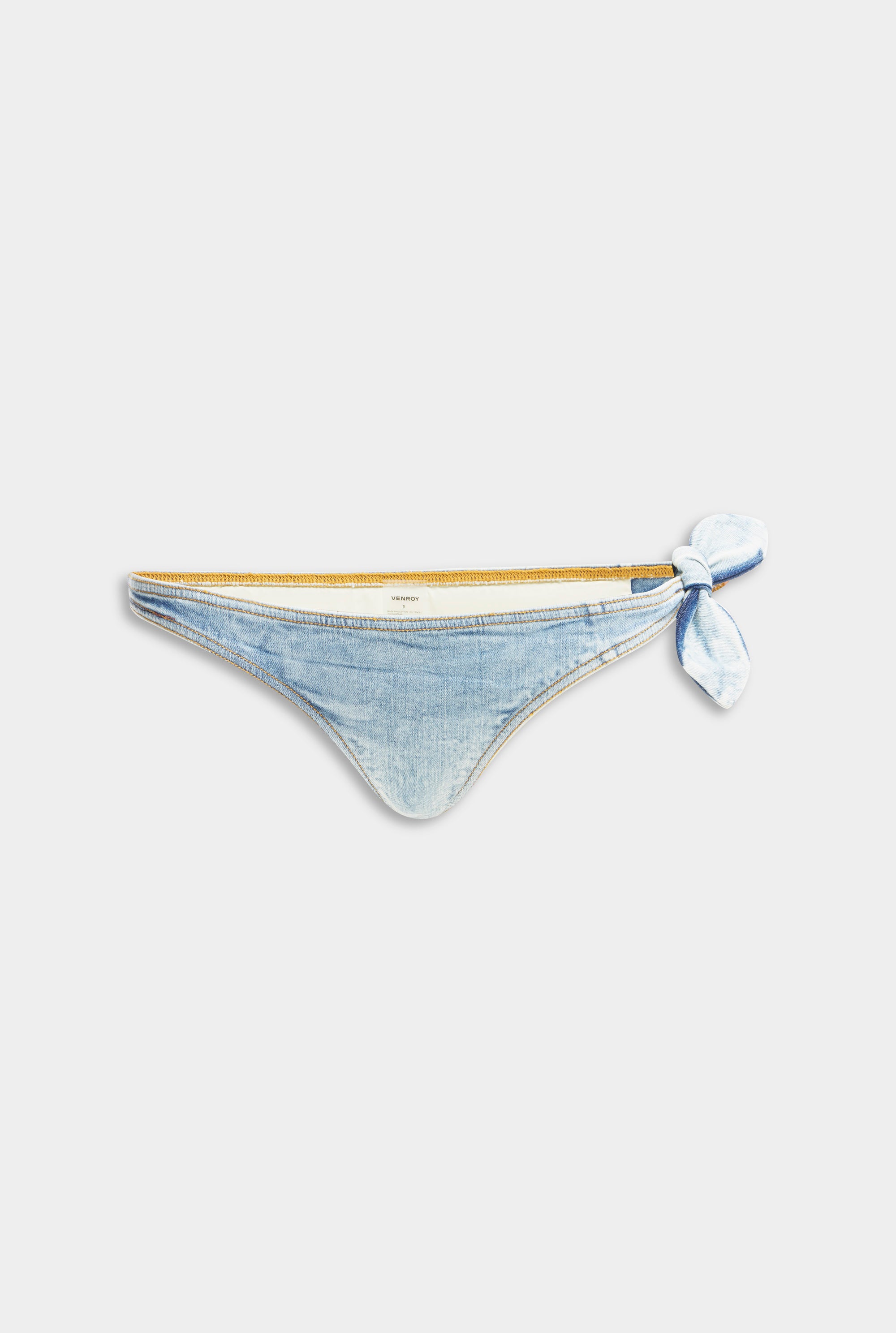 Denim Side Tie Bikini Brief - Washed Denim