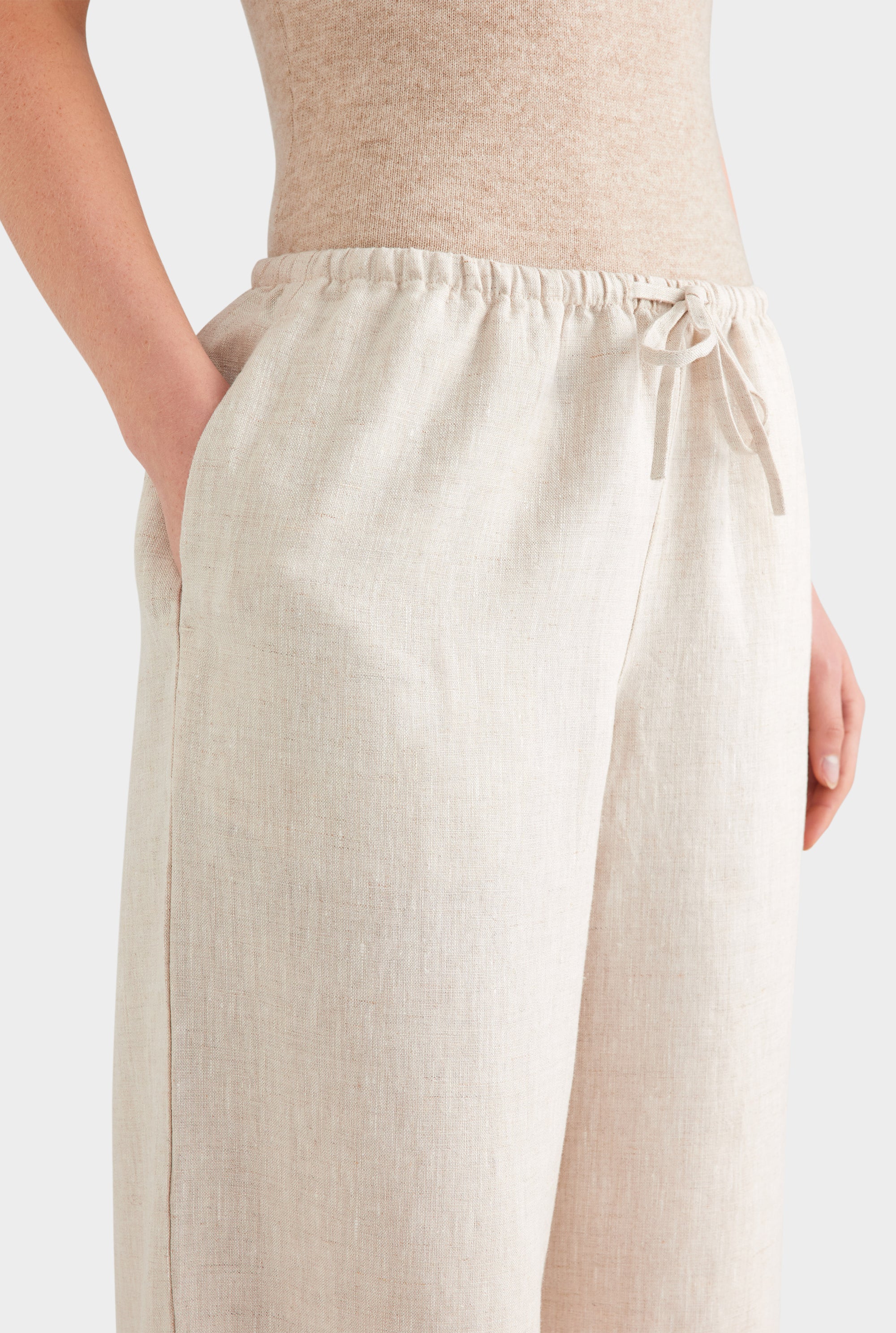 Heavyweight Wide Leg Linen Pant - Sand