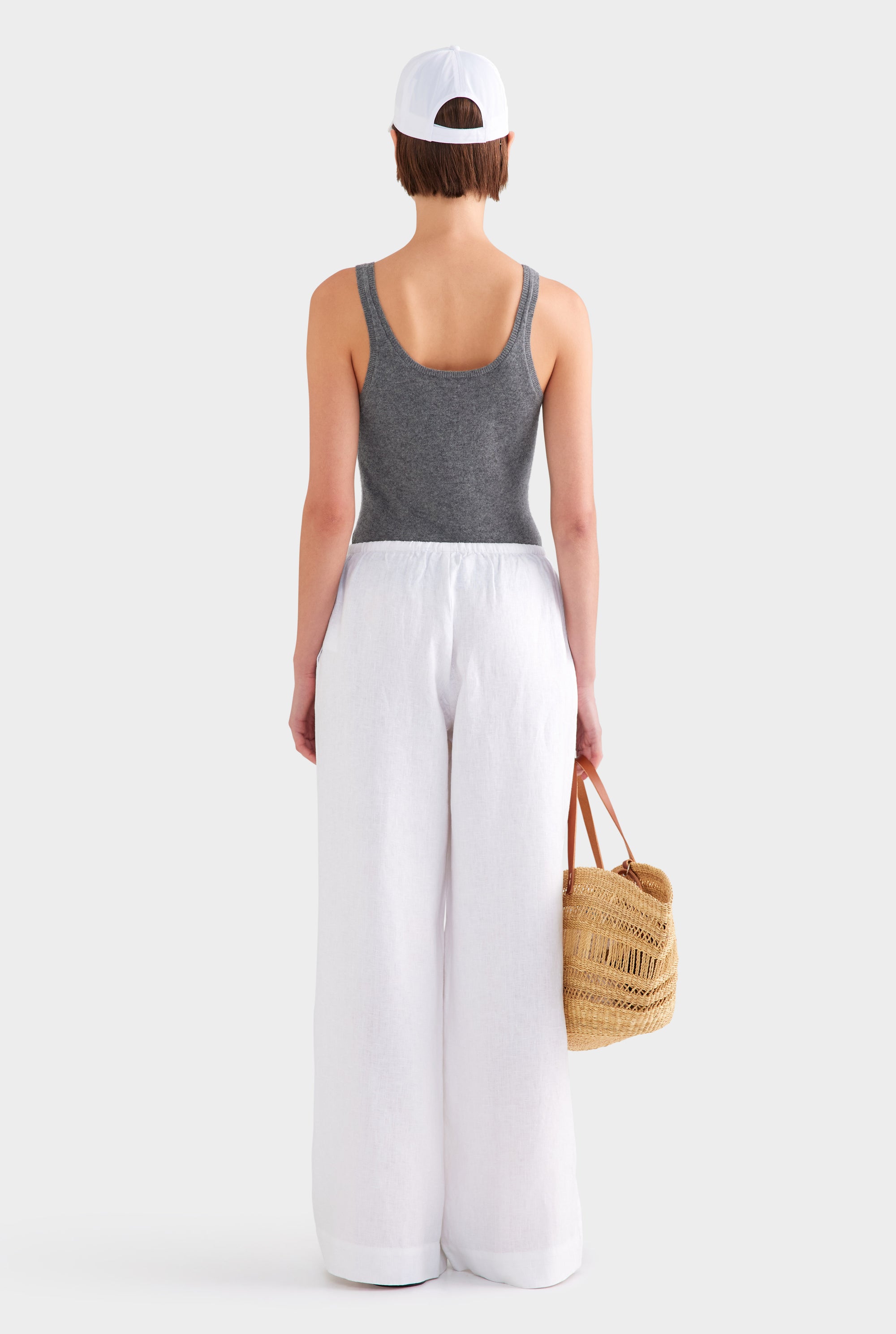 Heavyweight Wide Leg Linen Pant - White