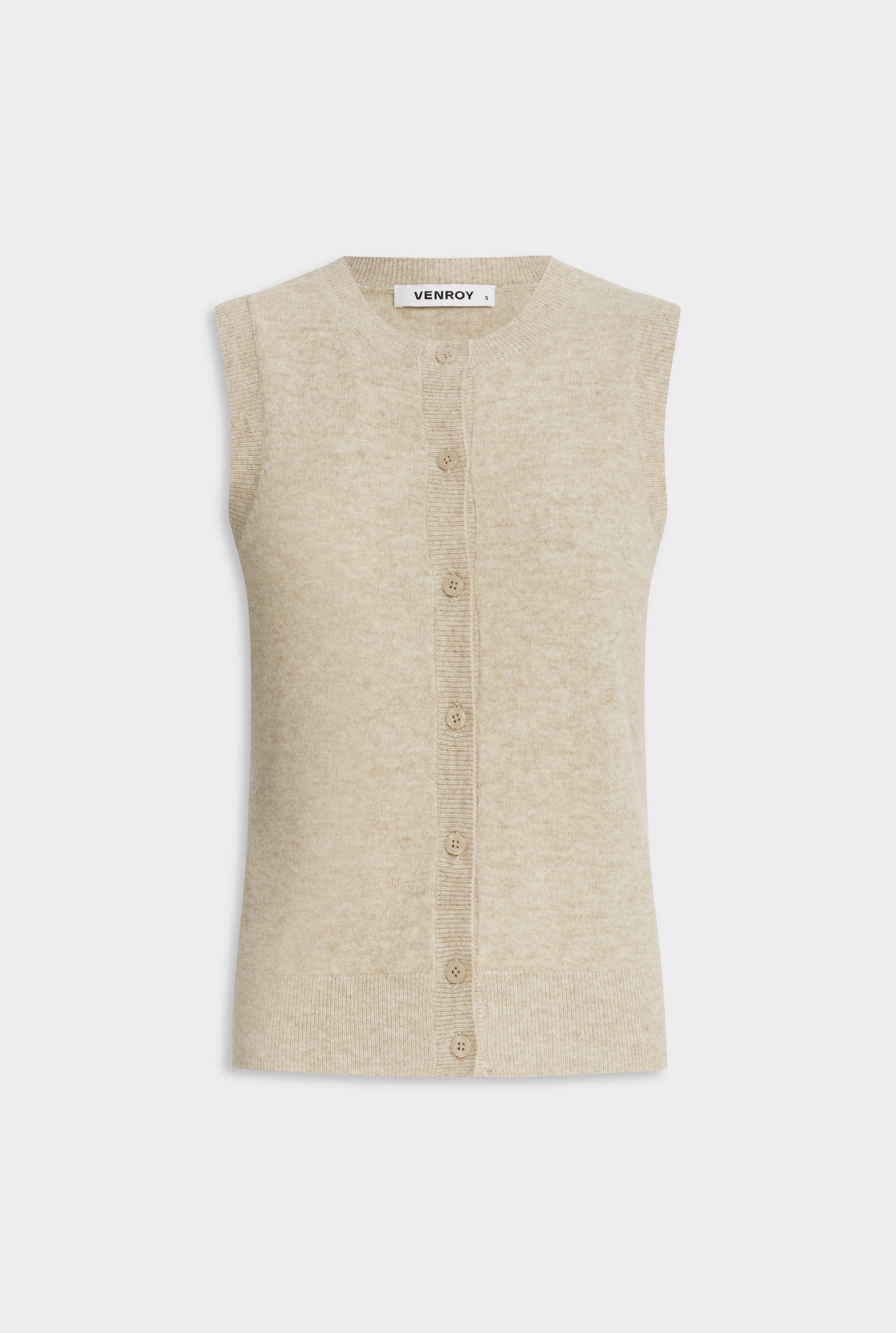 Cashmere Button Through Tank - Sand