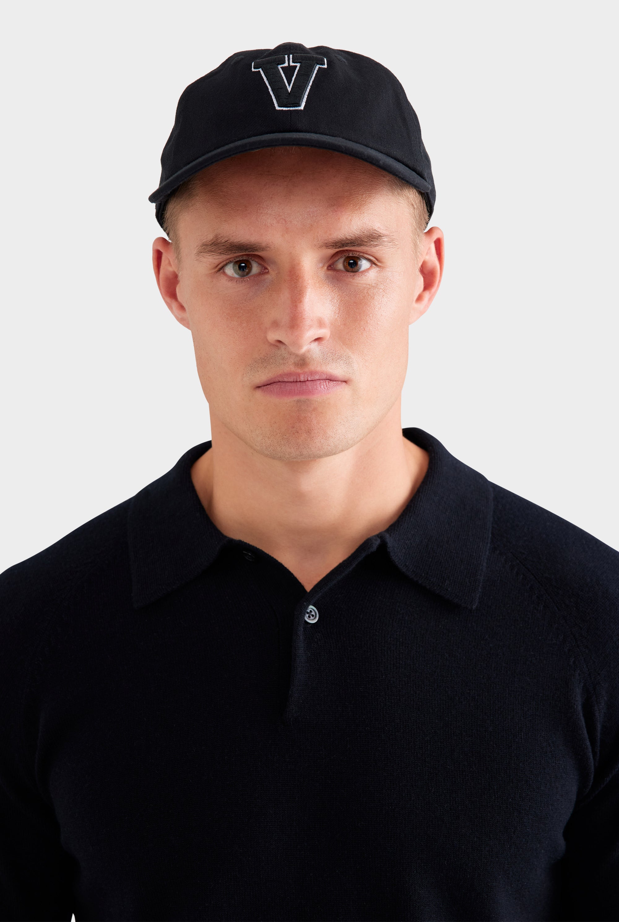 Merino Wool Knit Polo - Black