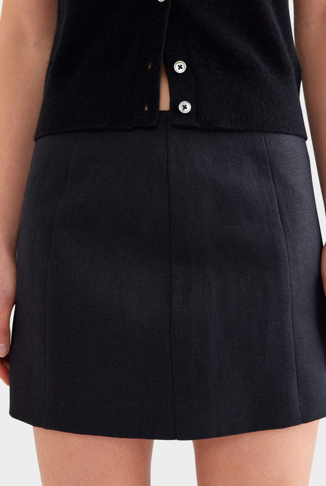Linen Mini Skirt - Black