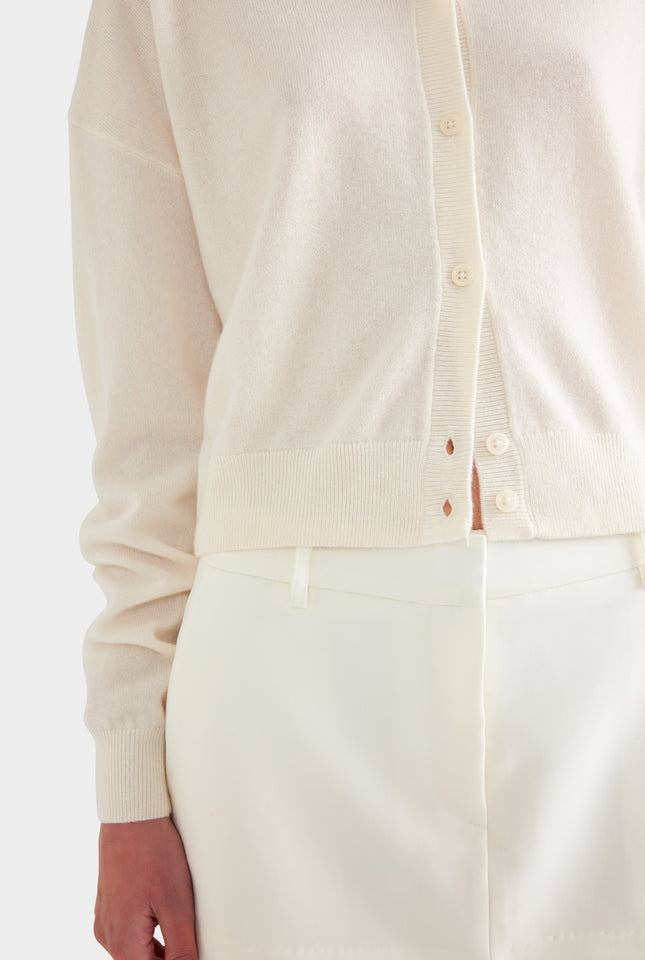 Dropshoulder Cashmere Cardigan - Off White