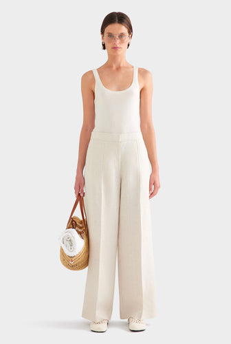 Panelled Linen Pant - Sand
