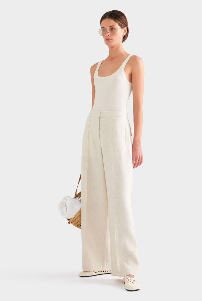 Panelled Linen Pant - Sand