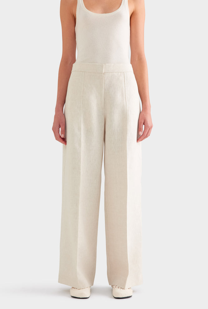 Panelled Linen Pant - Sand