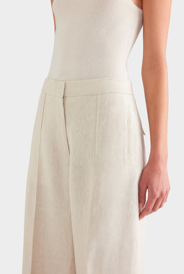 Panelled Linen Pant - Sand