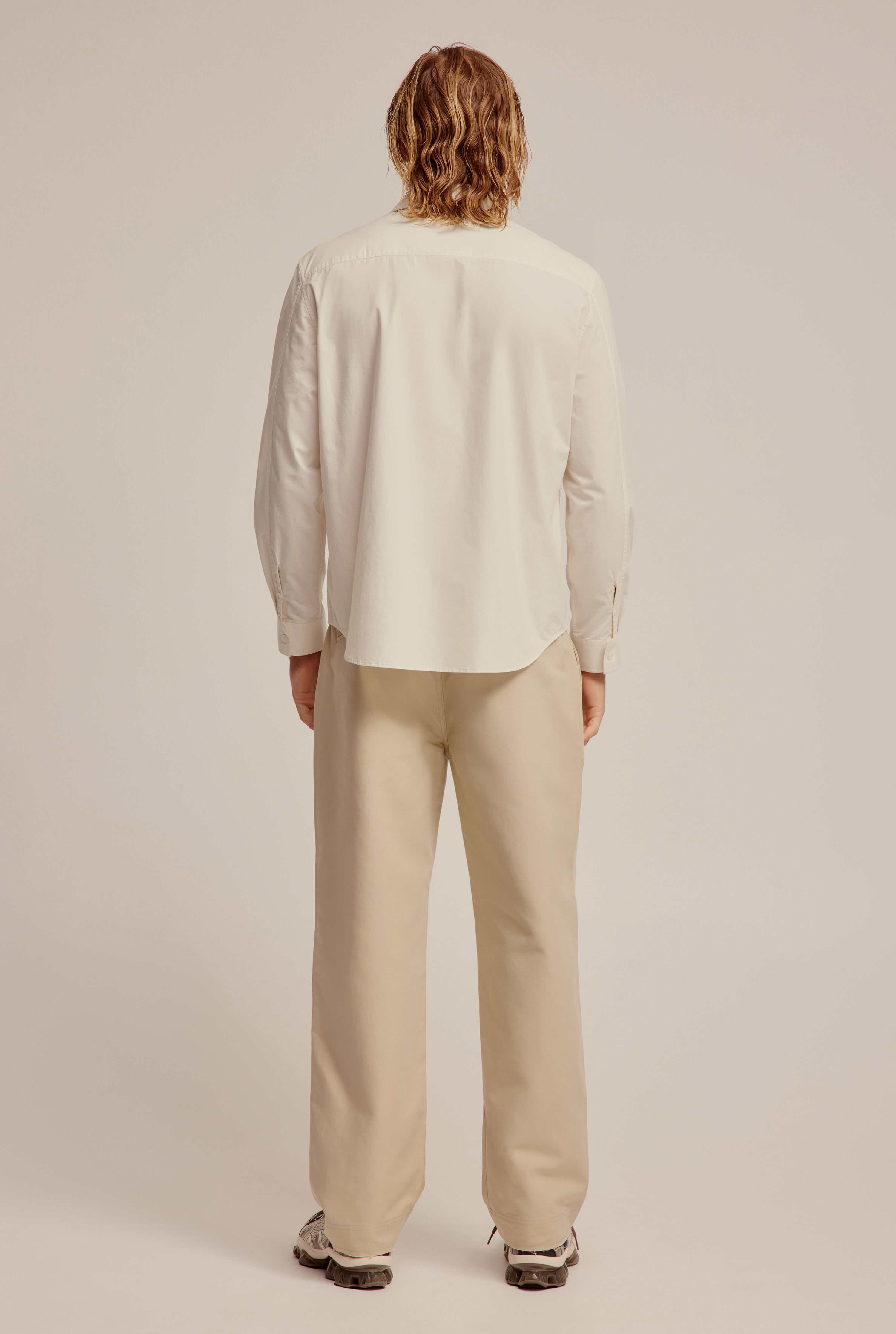 Cotton Panelled Shirt - Beige