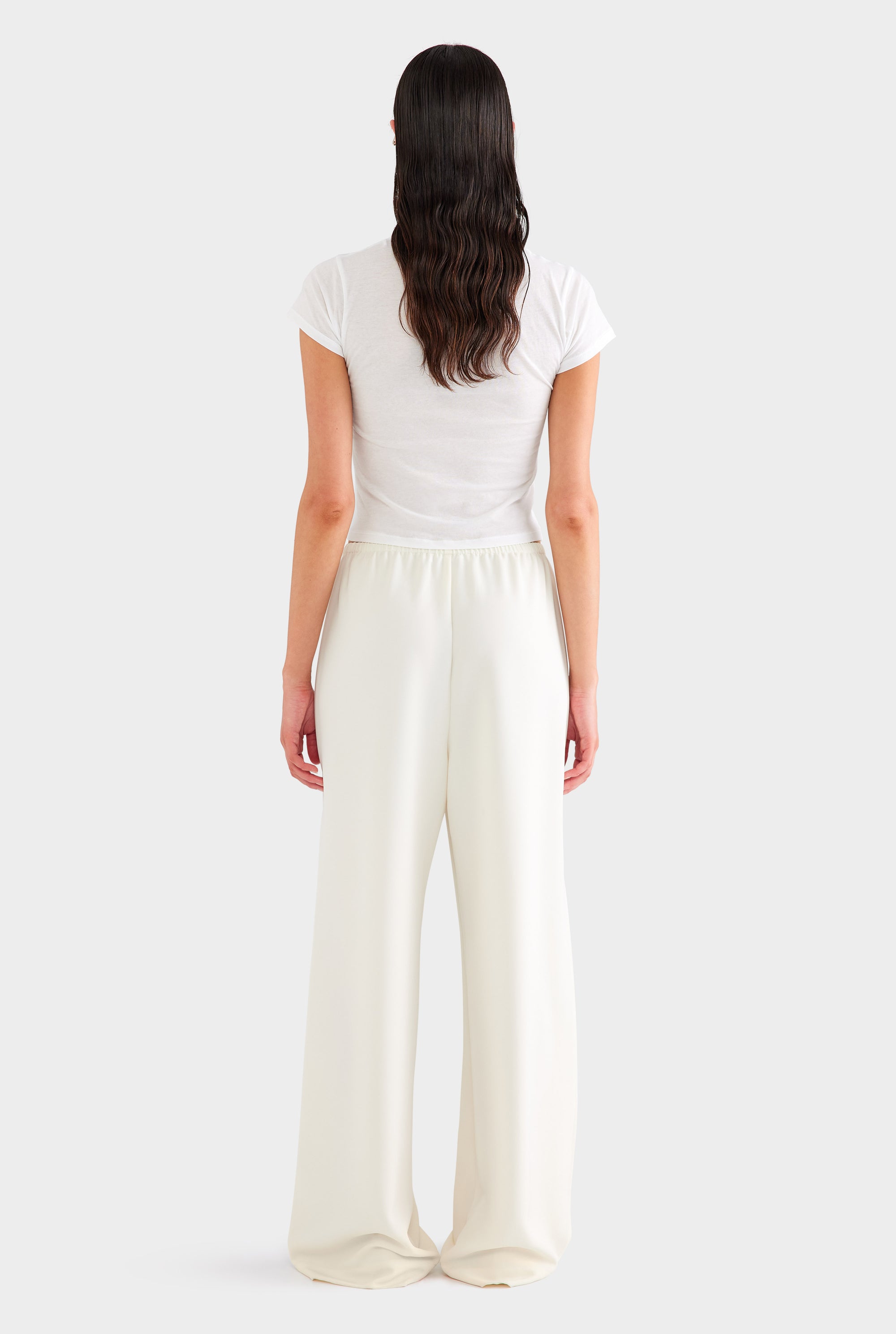 Crepe Elastic Waist Pant - Off White