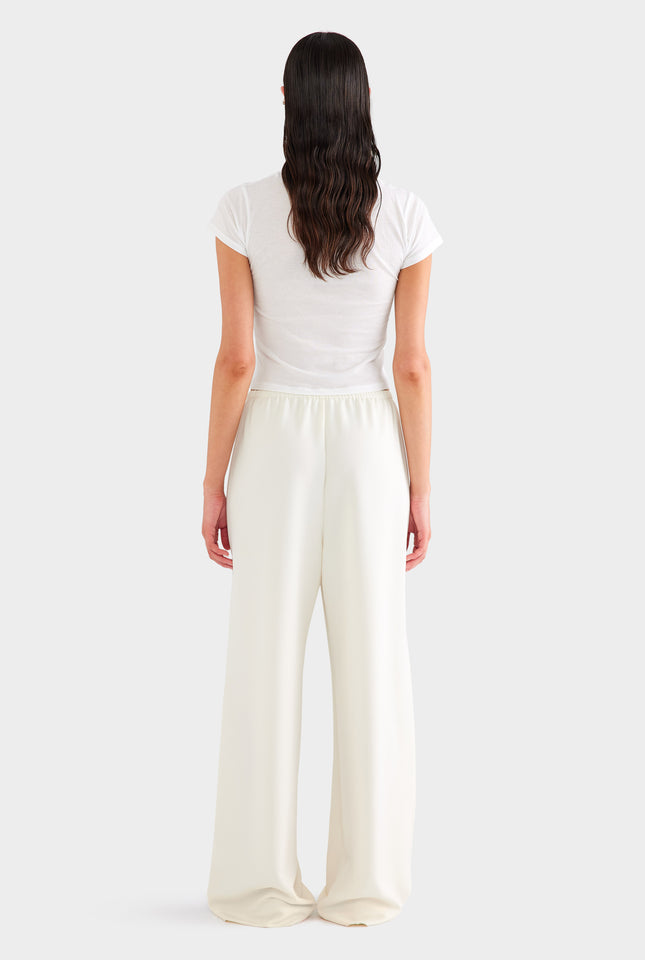 Crepe Elastic Waist Pant - Off White