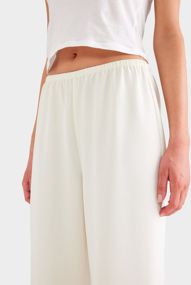 Crepe Elastic Waist Pant - Off White