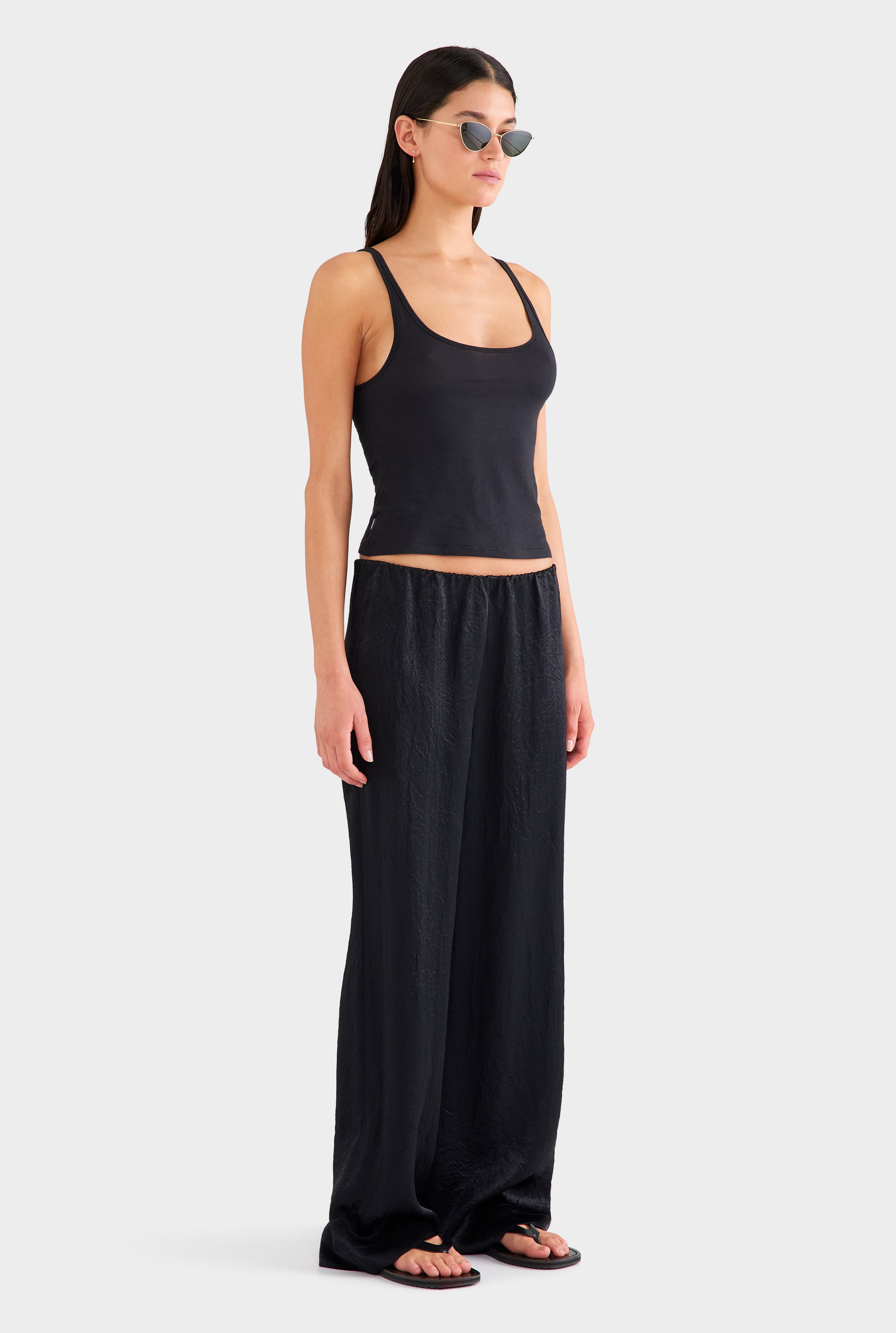 Crushed Satin Pant - Black