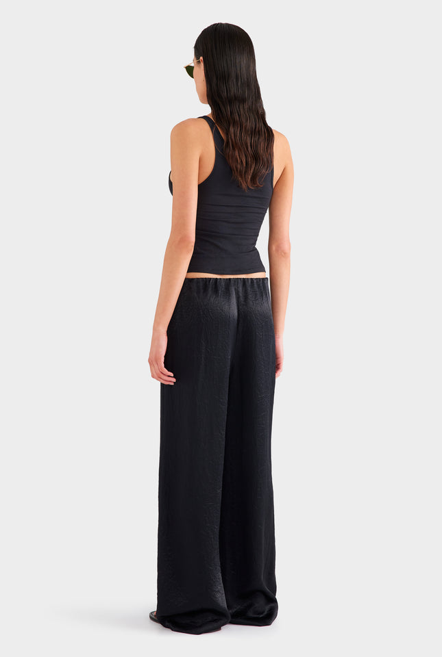 Crushed Satin Pant - Black