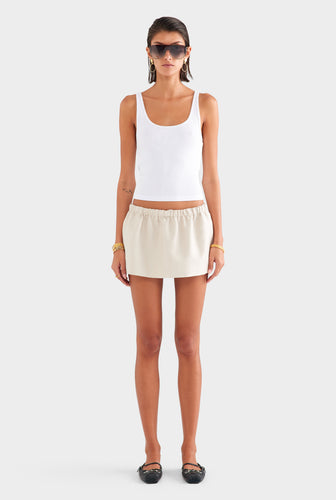 Wool Linen Mini Skirt - Stone