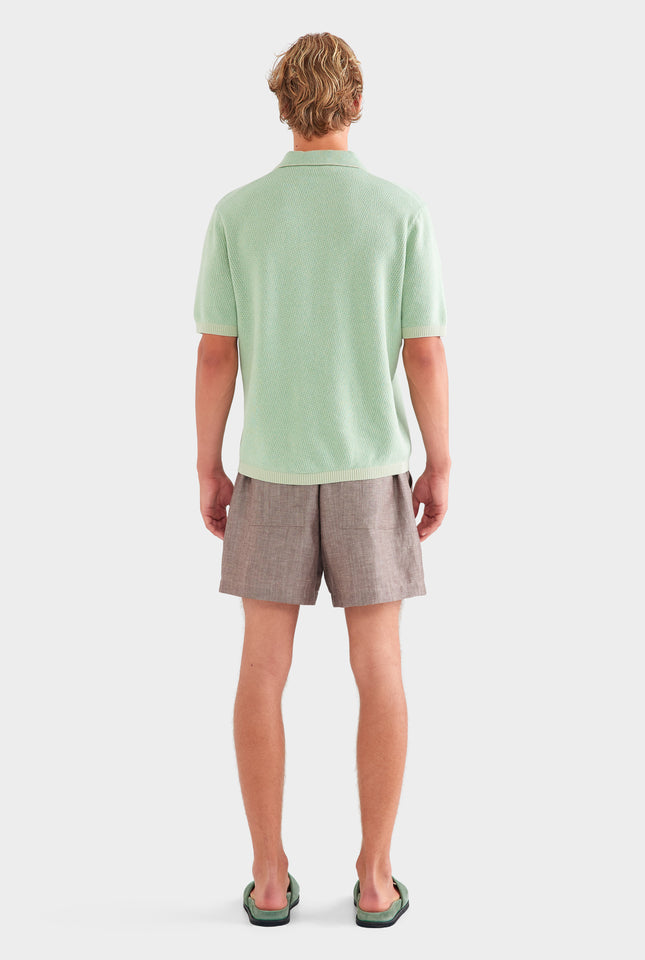 Chevron Knit Polo - Pale Pistachio