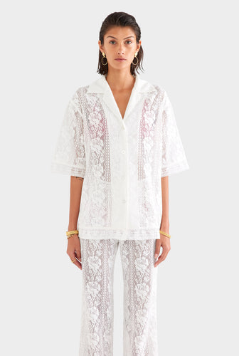 Cotton Lace Shirt - Off White